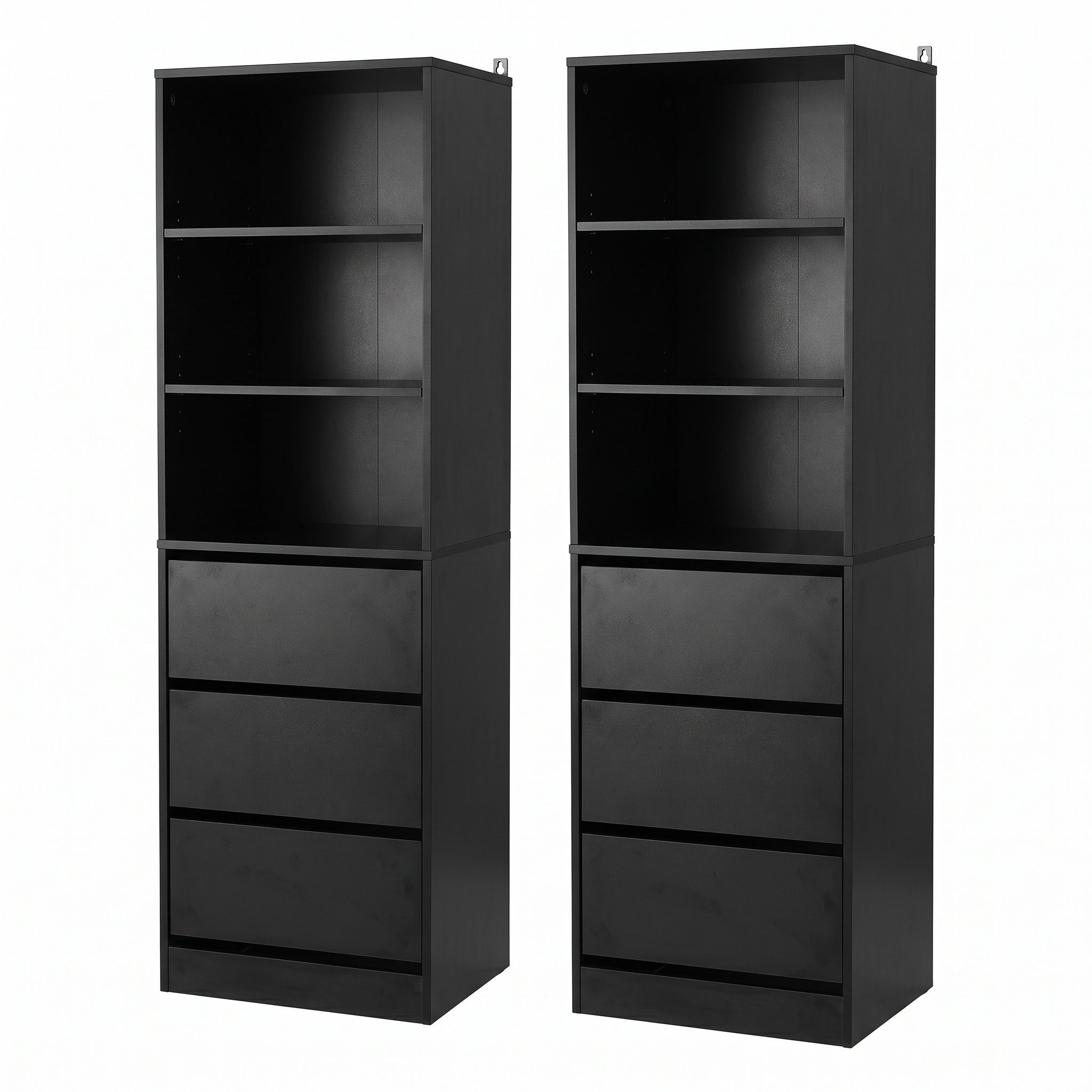 Artiss 2x Chest of 3 Drawers Tallboy Cabinet Black Bedworld
