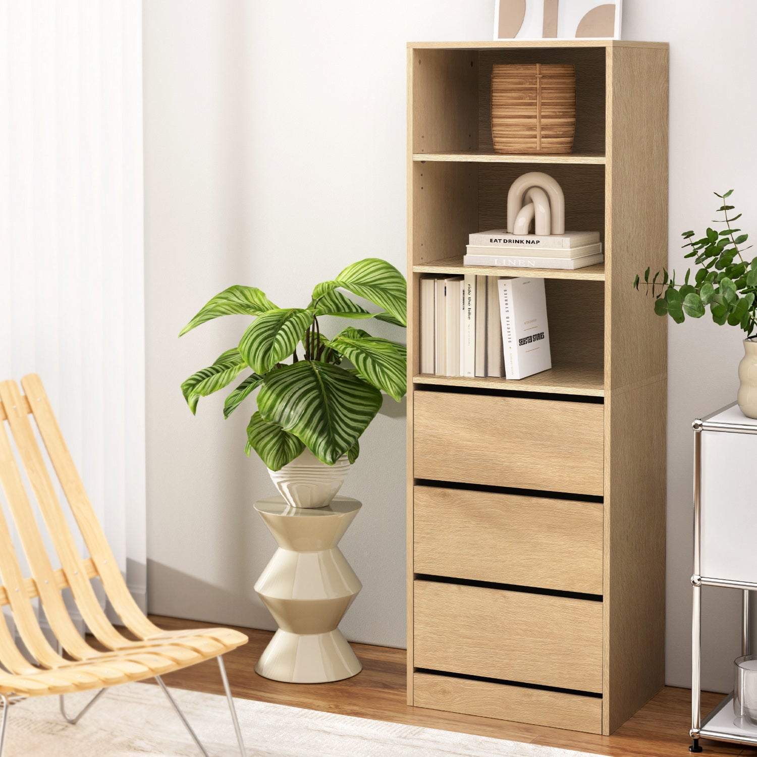 Artiss 3 Chest of Drawers Tallboy Cabinet Pine Bedworld