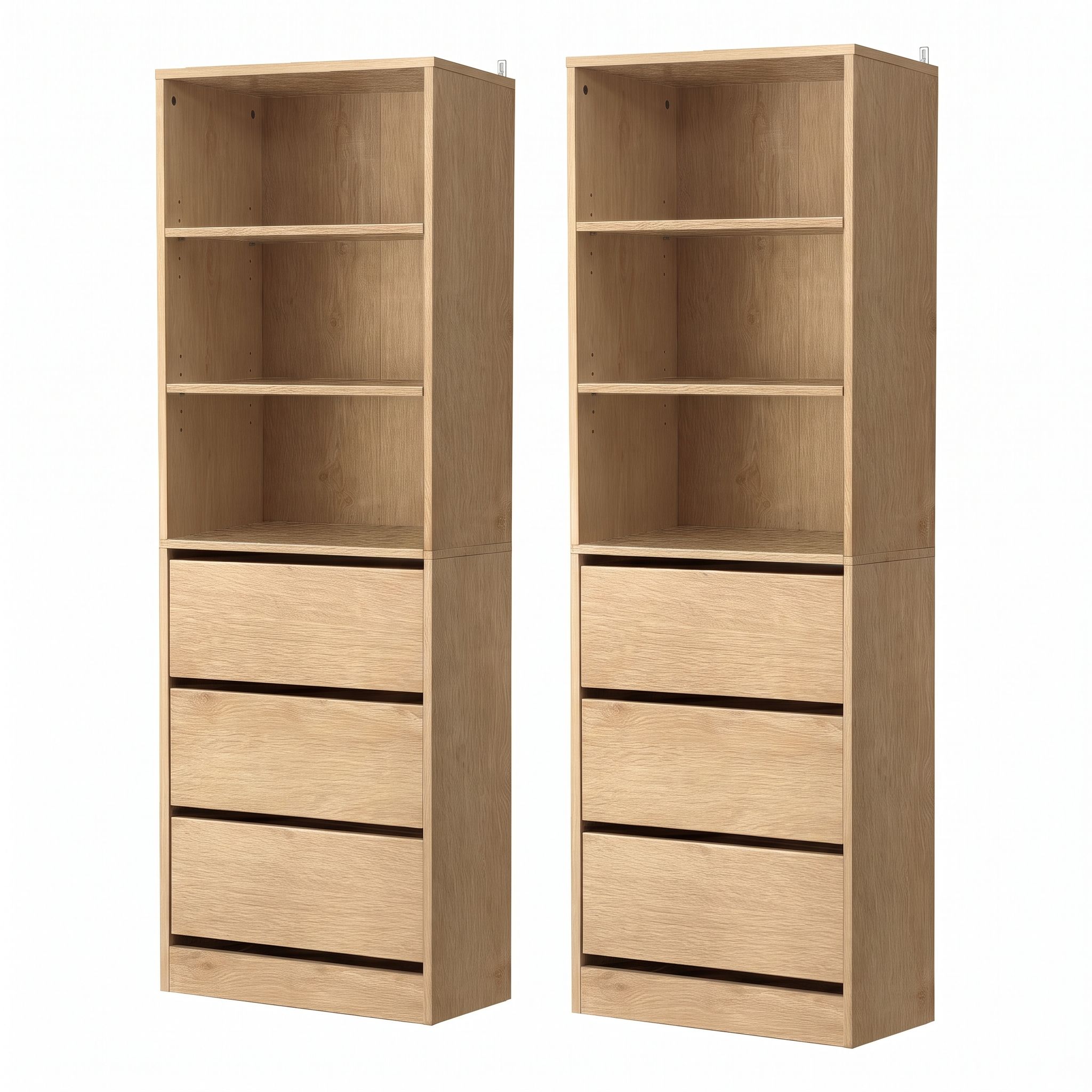 Artiss 2x Chest of 3 Drawers Tallboy Cabinet Pine Bedworld