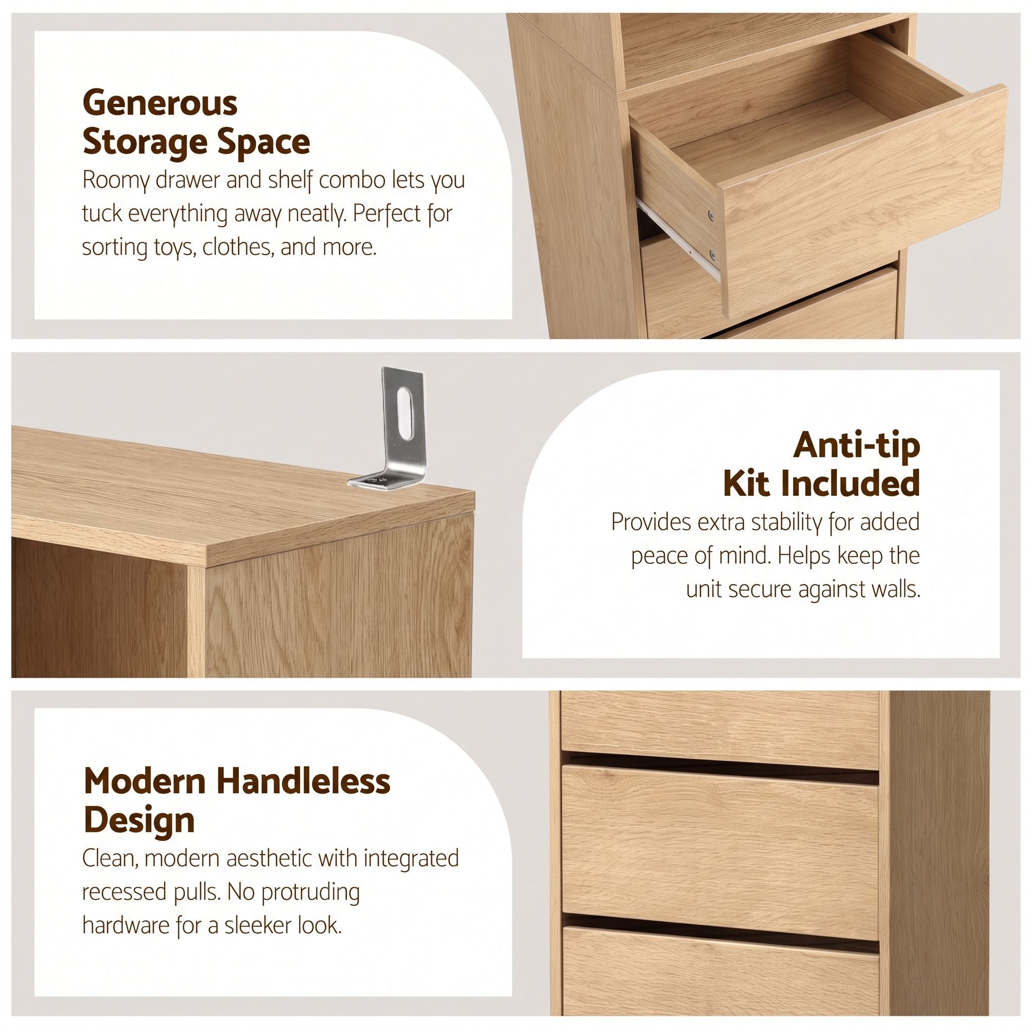 Artiss 2x Chest of 3 Drawers Tallboy Cabinet Pine Bedworld
