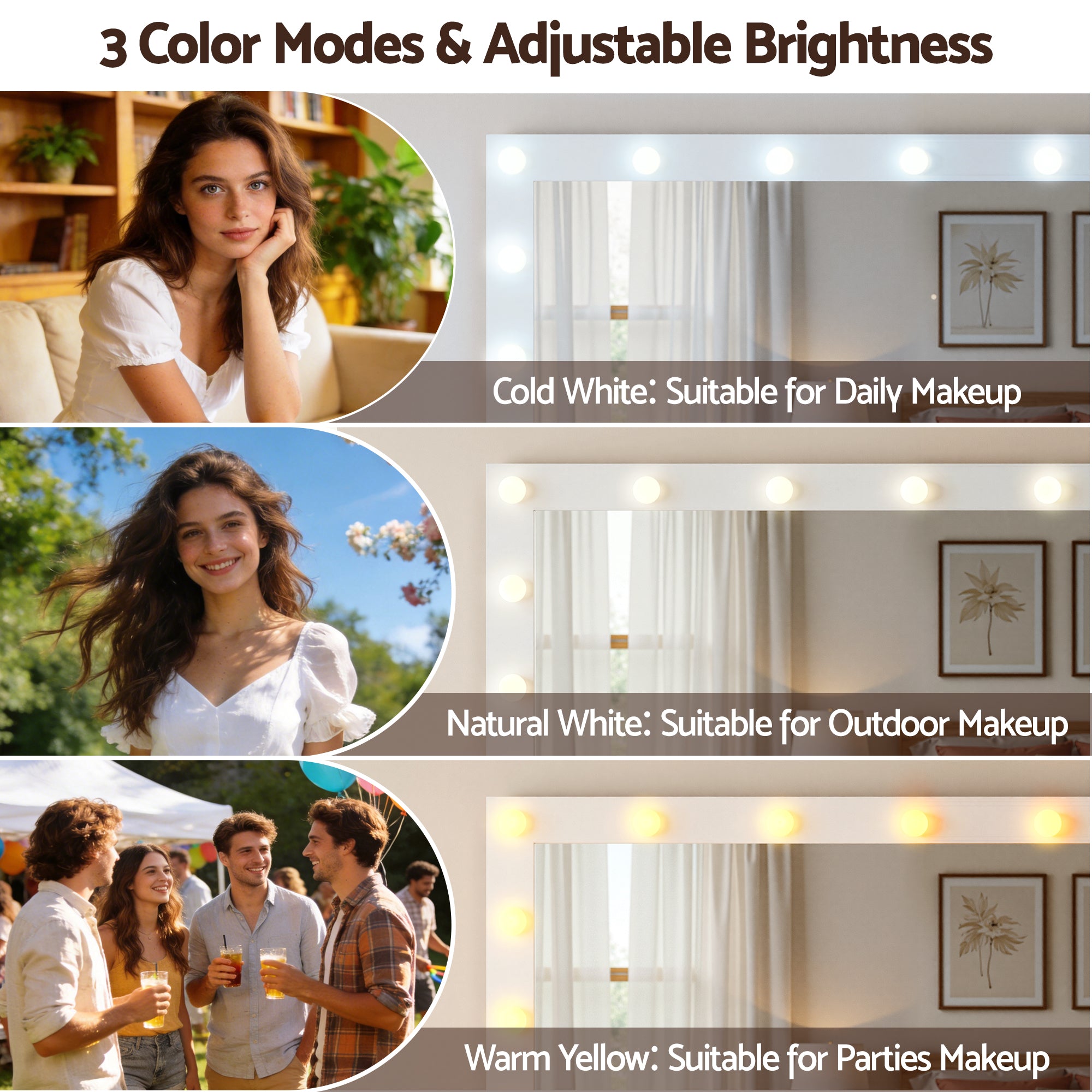 Artiss Dressing Table Vanity Desk Set LED Bulbs RGB Light White Bedworld