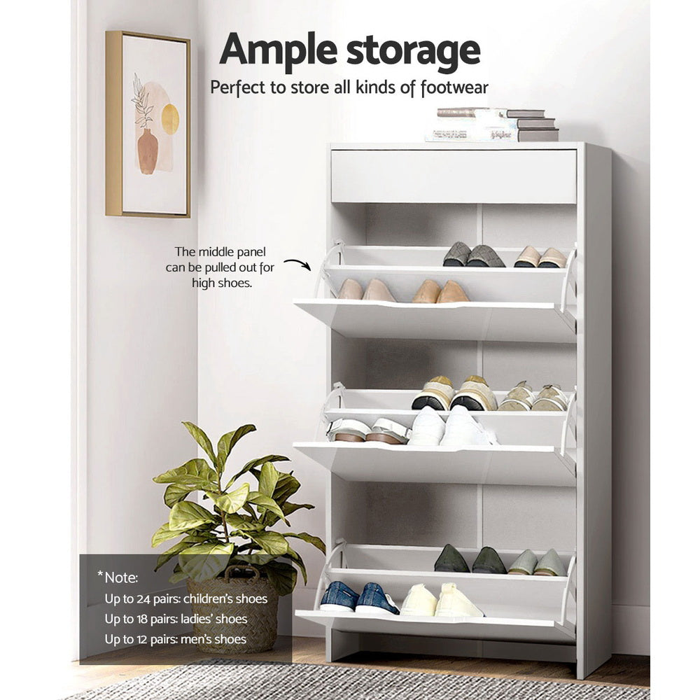 Artiss Shoe Rack Cabinet 24 Pairs White Luna Bedworld