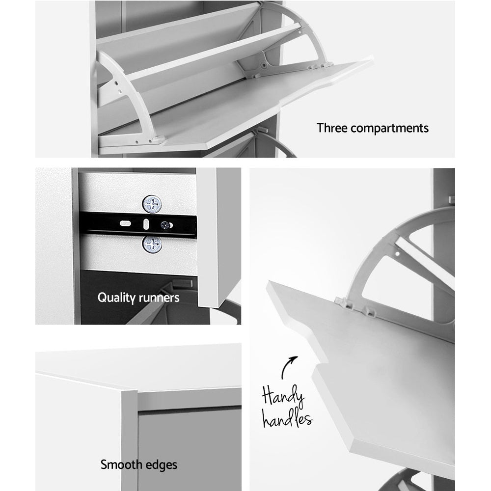 Artiss Shoe Rack Cabinet 24 Pairs White Luna Bedworld