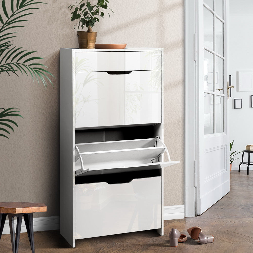 Artiss Shoe Rack Cabinet 24 Pairs White Luna Bedworld