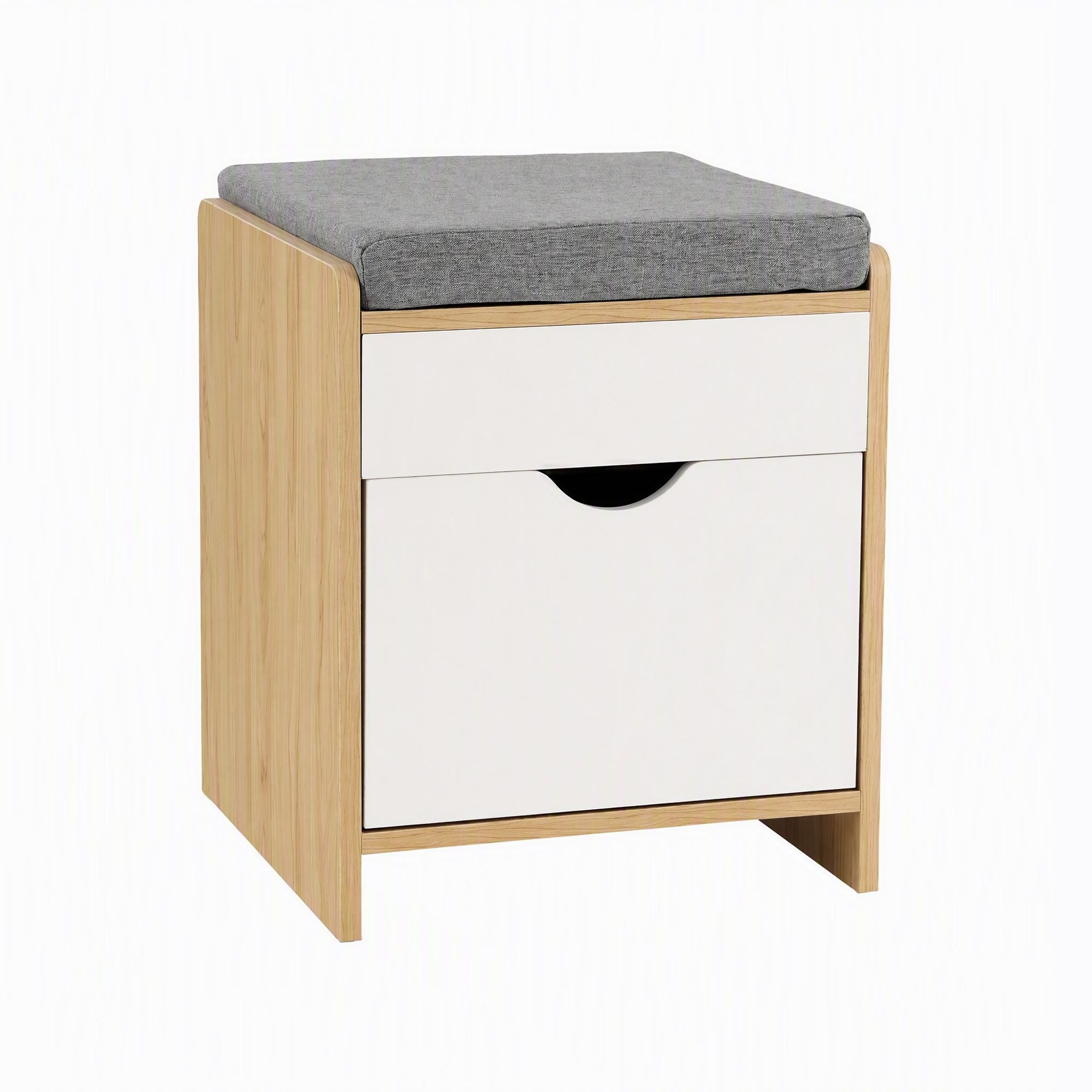 Artiss Storage Ottoman with Drawer 100kg Capacity Footrest Cushion Pine Bedworld