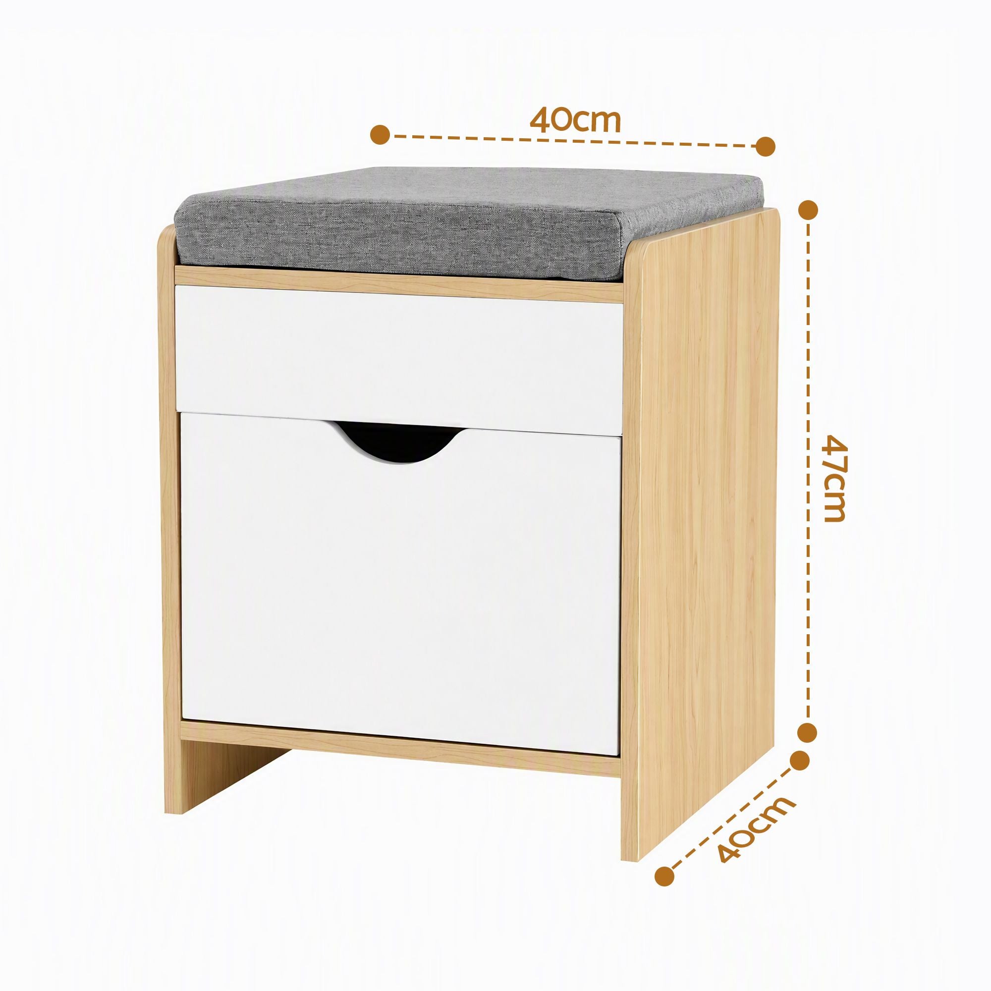 Artiss Storage Ottoman with Drawer 100kg Capacity Footrest Cushion Pine Bedworld