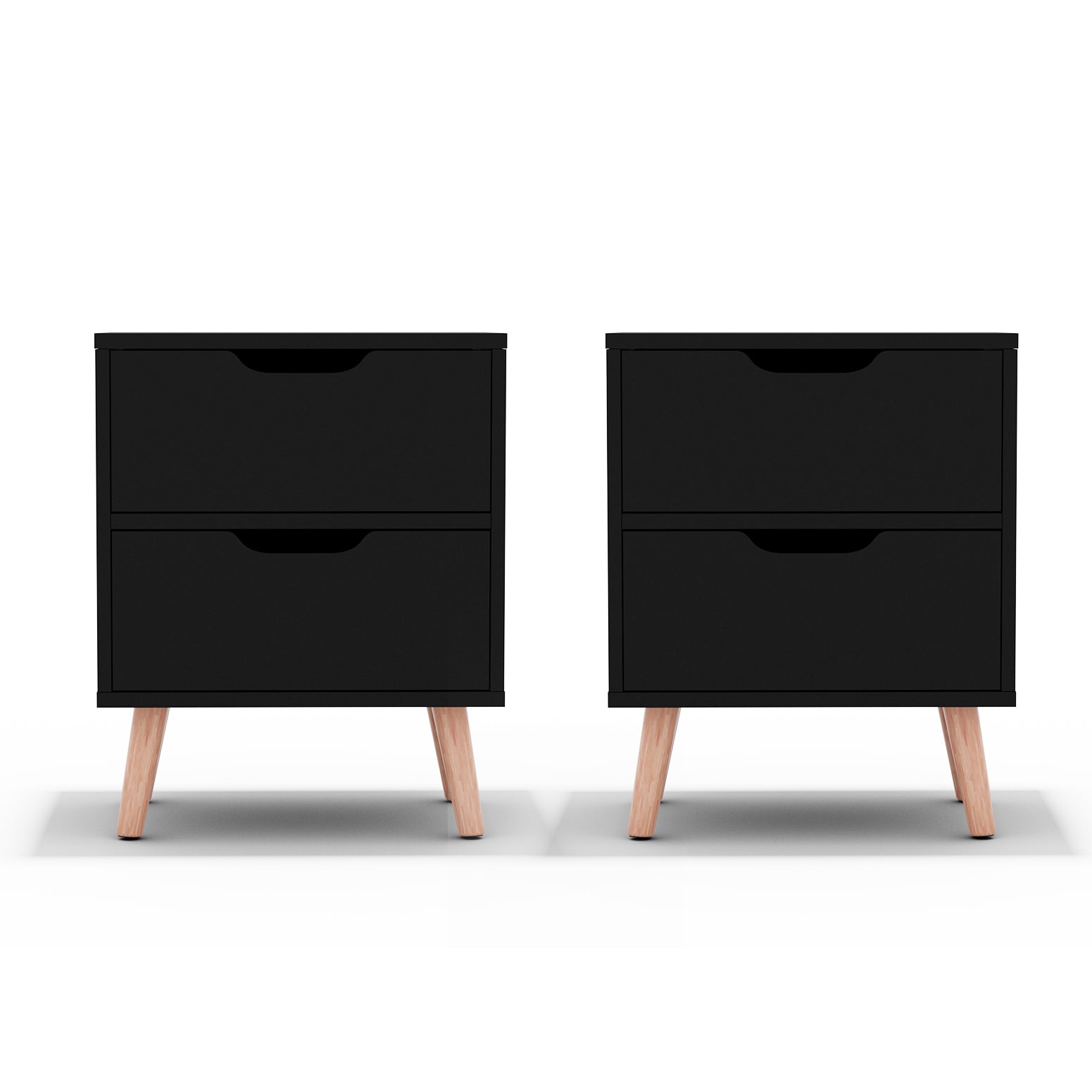 Artiss 2 x Bedside Table 2 Drawers - BODEN Black Bedworld