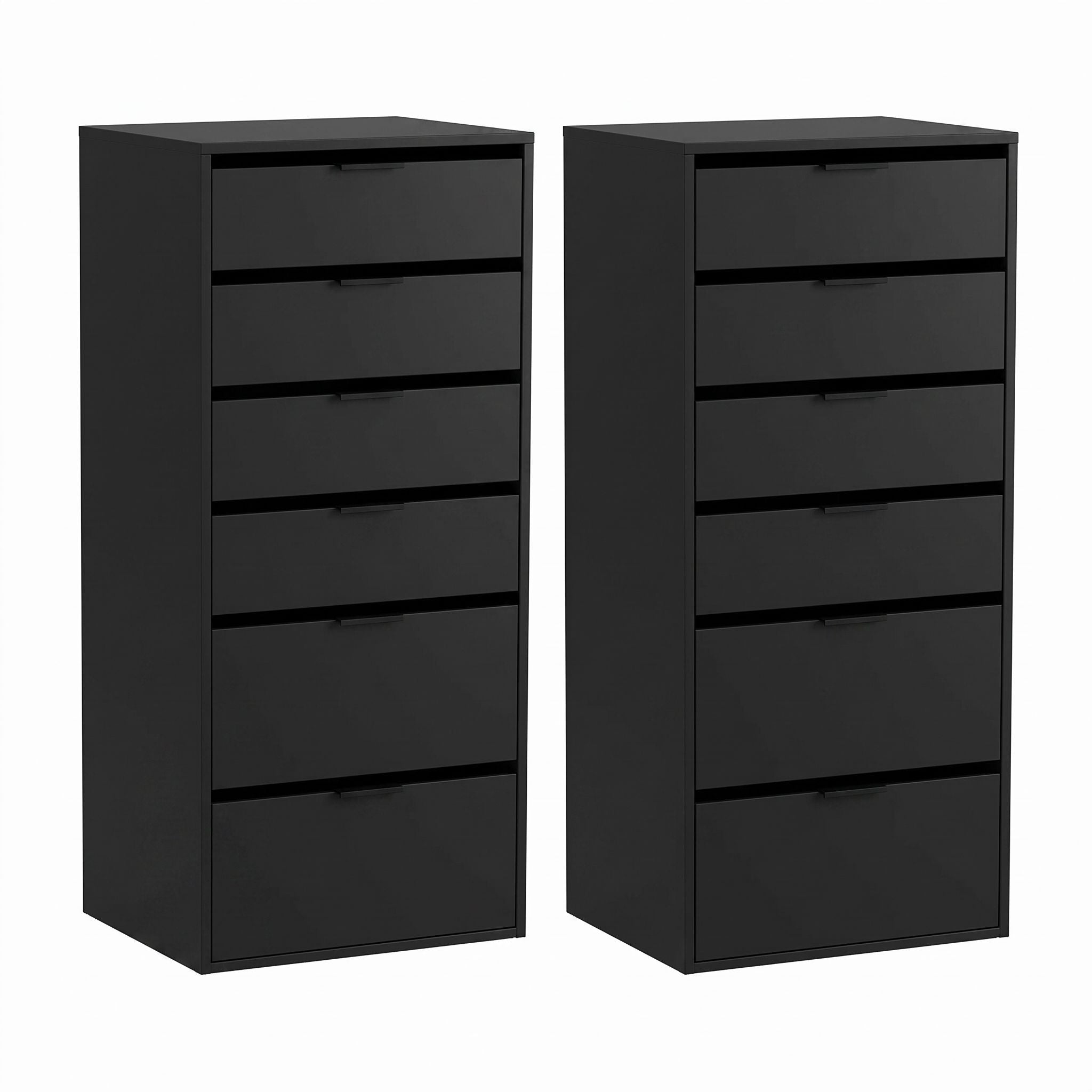 Artiss 2x Chest of 6 Drawers Dresser Tallboy Black Bedworld