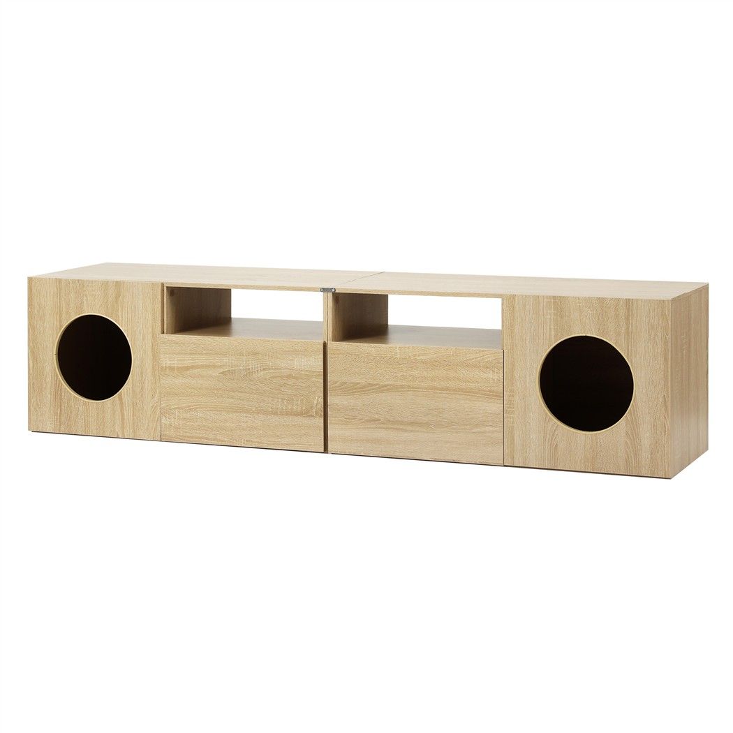 Artiss 185CM TV Unit with Cat House Storage Cabinet Pine Bedworld