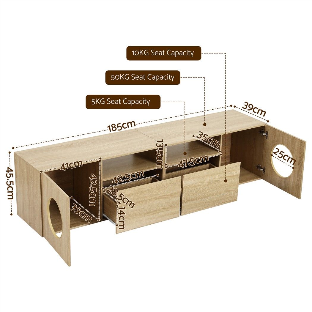 Artiss 185CM TV Unit with Cat House Storage Cabinet Pine Bedworld