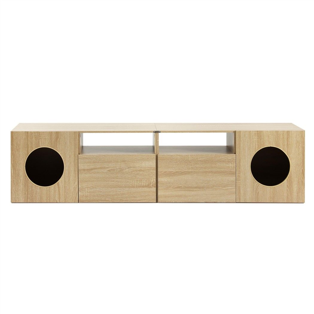 Artiss 185CM TV Unit with Cat House Storage Cabinet Pine Bedworld