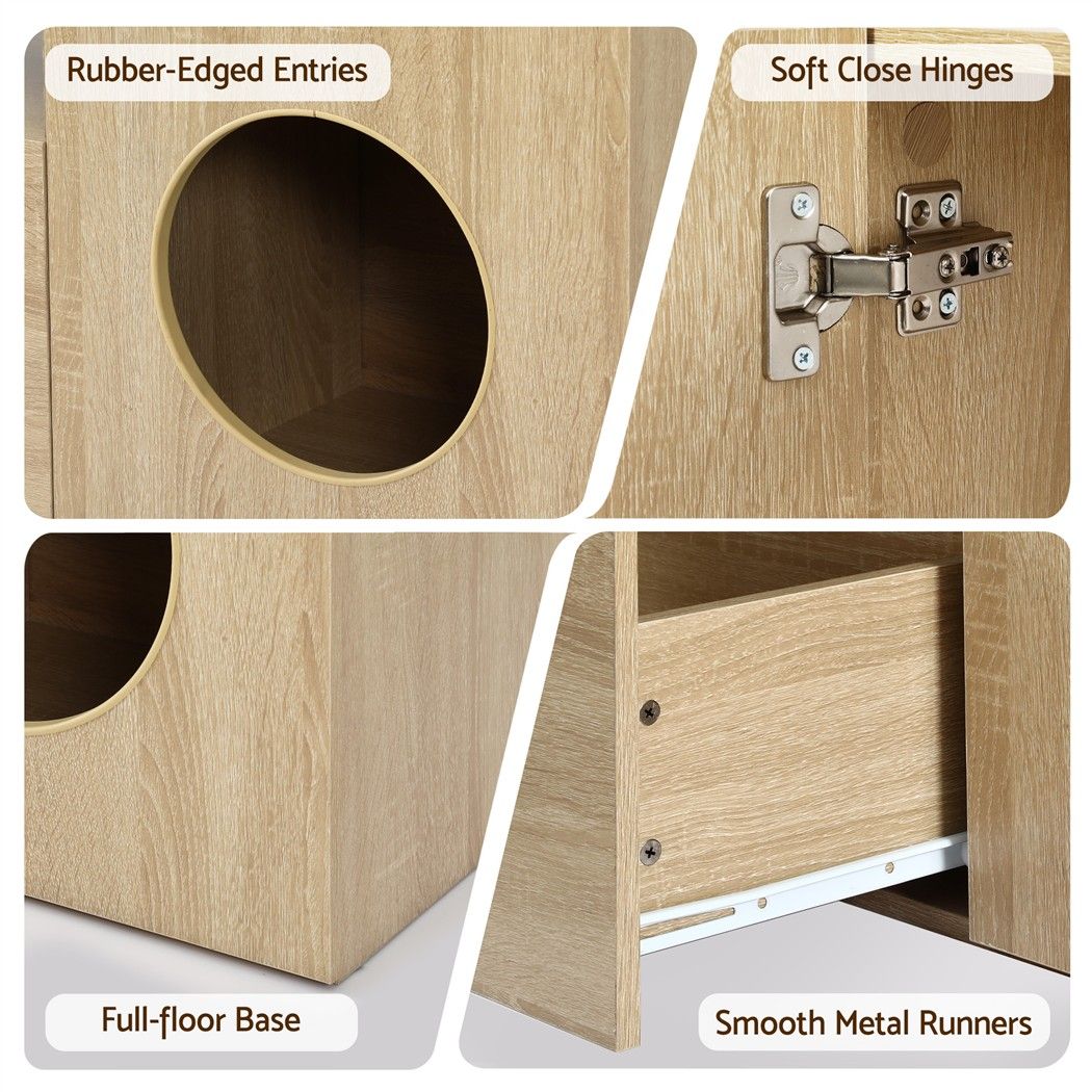 Artiss 185CM TV Unit with Cat House Storage Cabinet Pine Bedworld