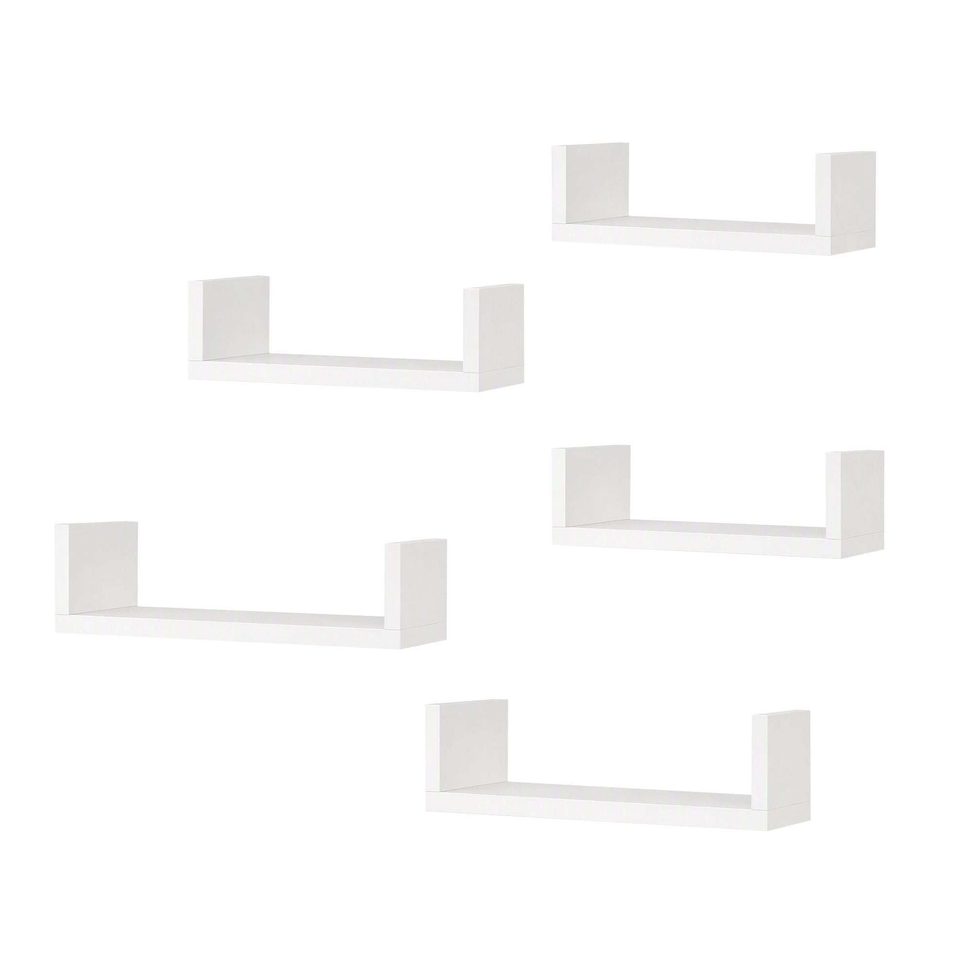 Artiss Floating Wall Shelves Set of 5 Mounted U-Shape Display Ledge, White Bedworld