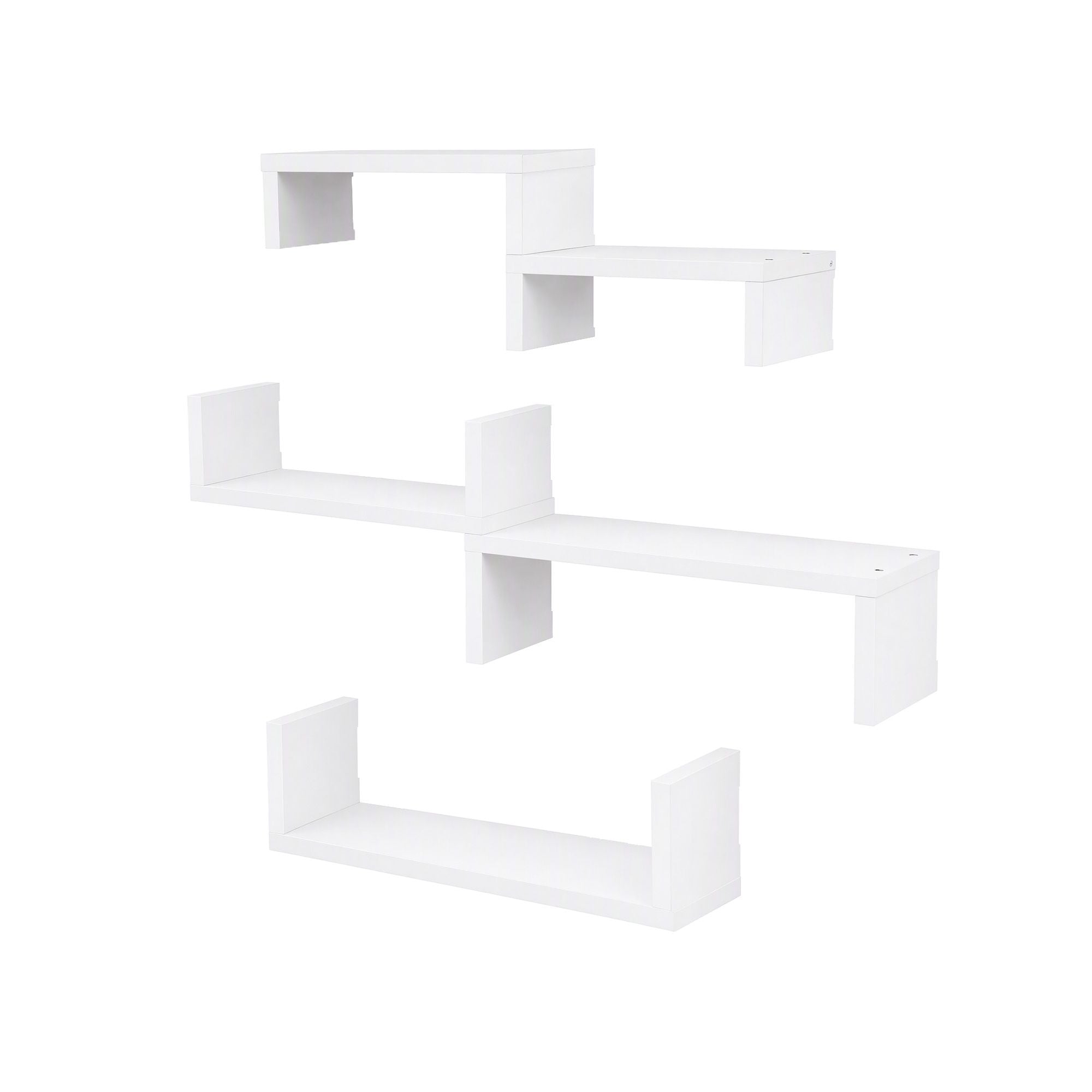 Artiss Floating Wall Shelves Set of 5 Mounted U-Shape Display Ledge, White Bedworld