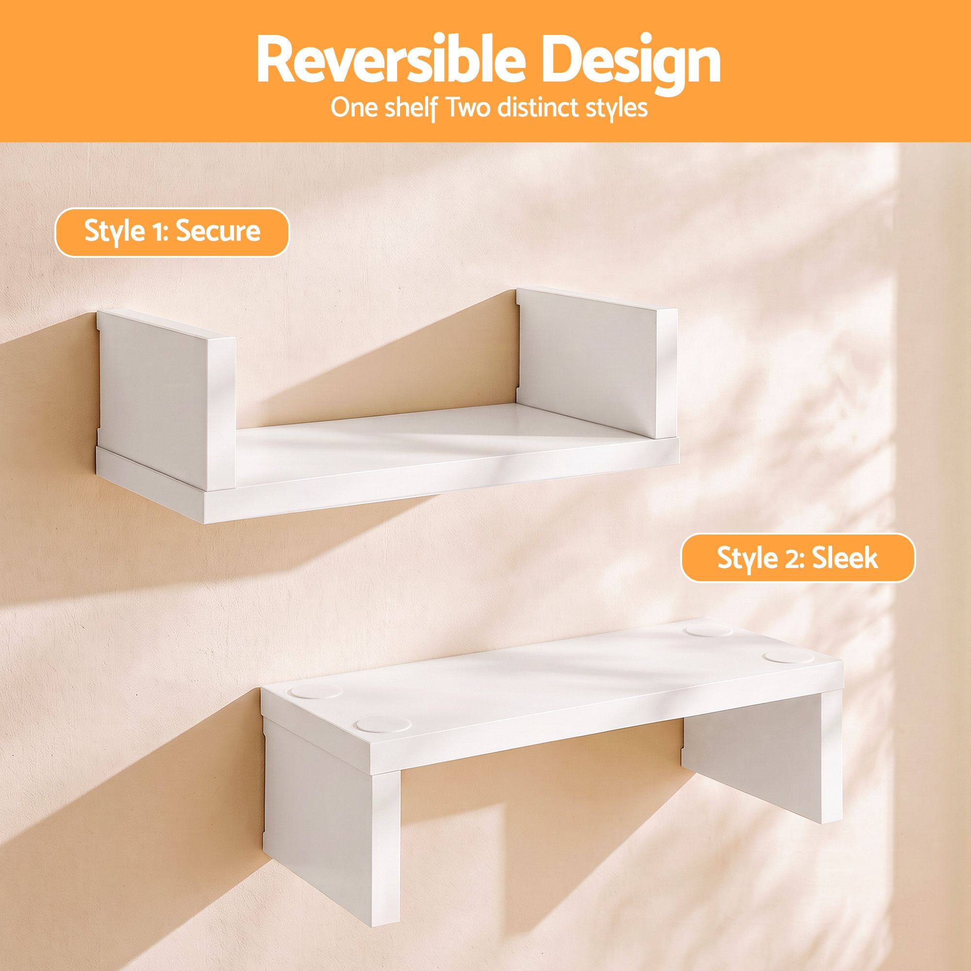 Artiss Floating Wall Shelves Set of 5 Mounted U-Shape Display Ledge, White Bedworld