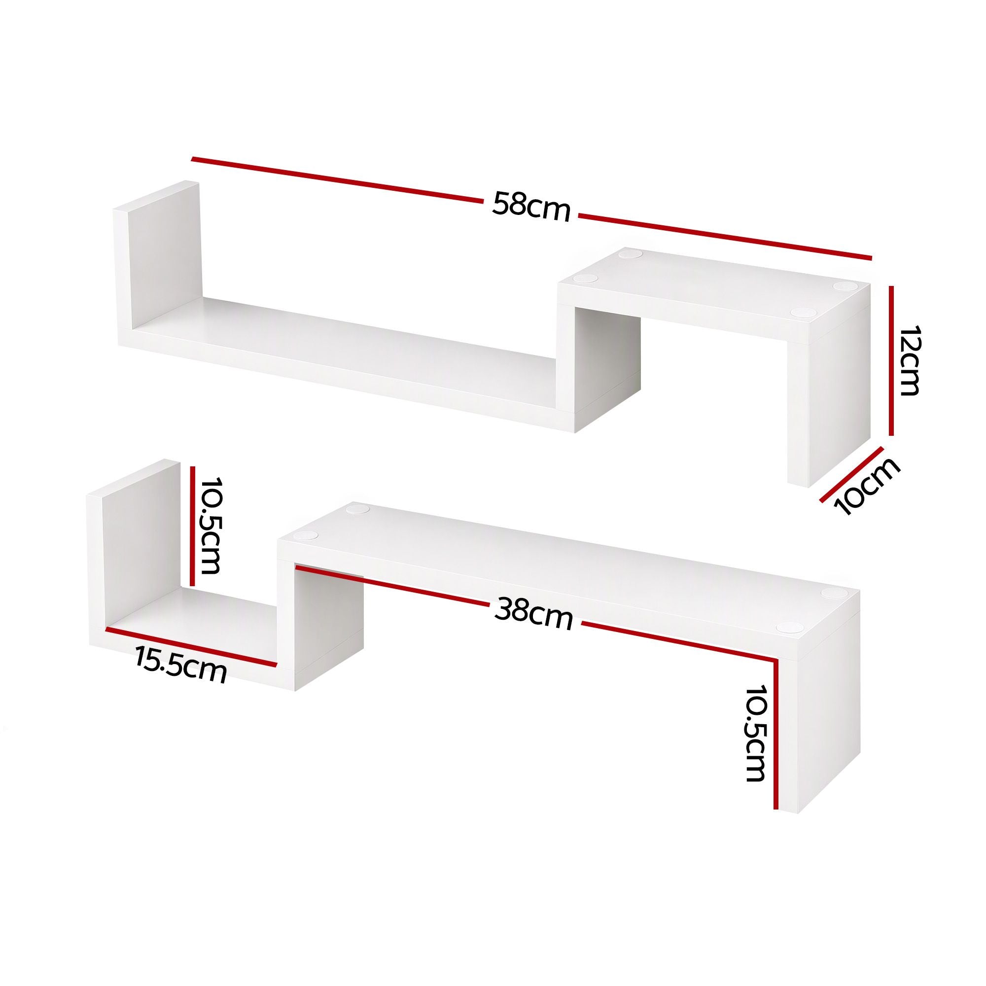 Artiss Set of 2 Floating Shelves Wall Mounted S-Shape Display Ledge, White Bedworld