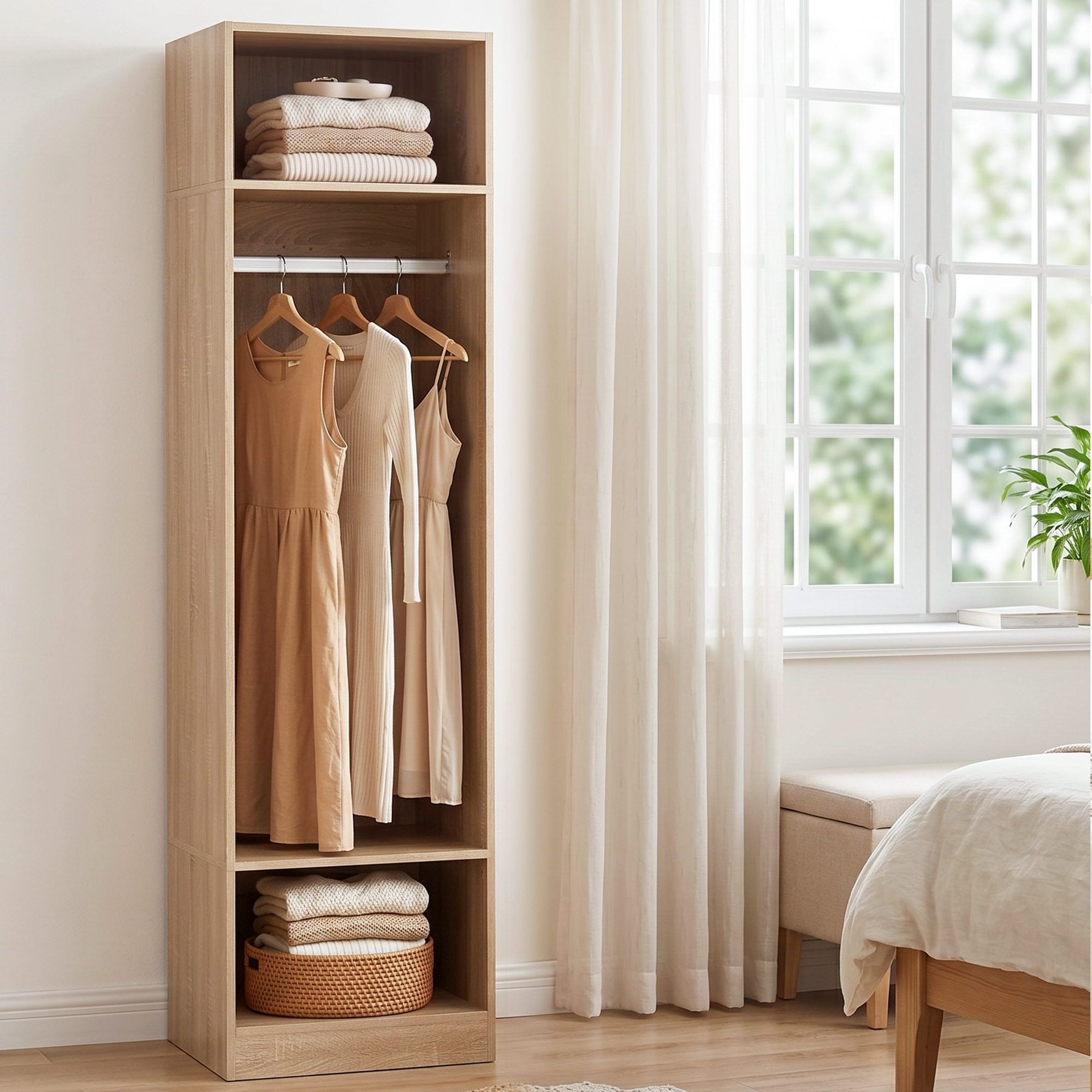 Artiss Wardrobe Clothes Closet Storage Organizer Shelf Pine Bedworld
