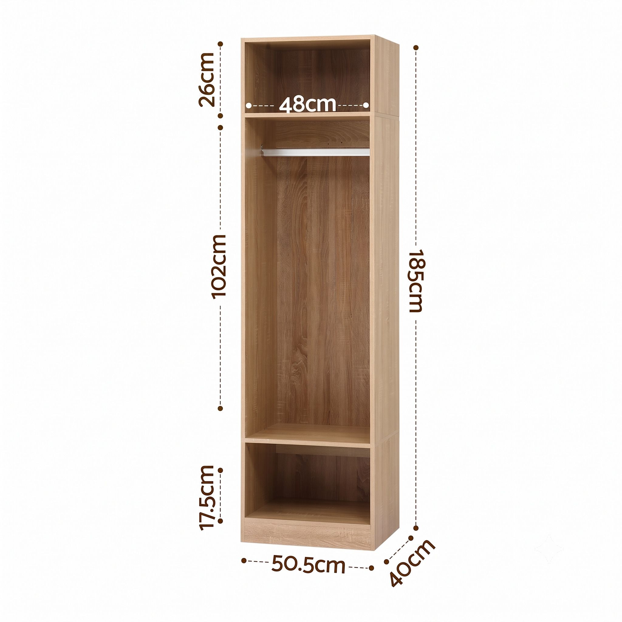 Artiss Wardrobe Clothes Closet Storage Organizer Shelf Pine Bedworld