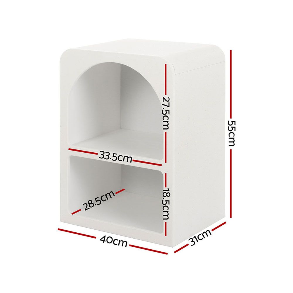 Artiss 2x Bedside Table 2 Shelves - ARCHED White Bedworld