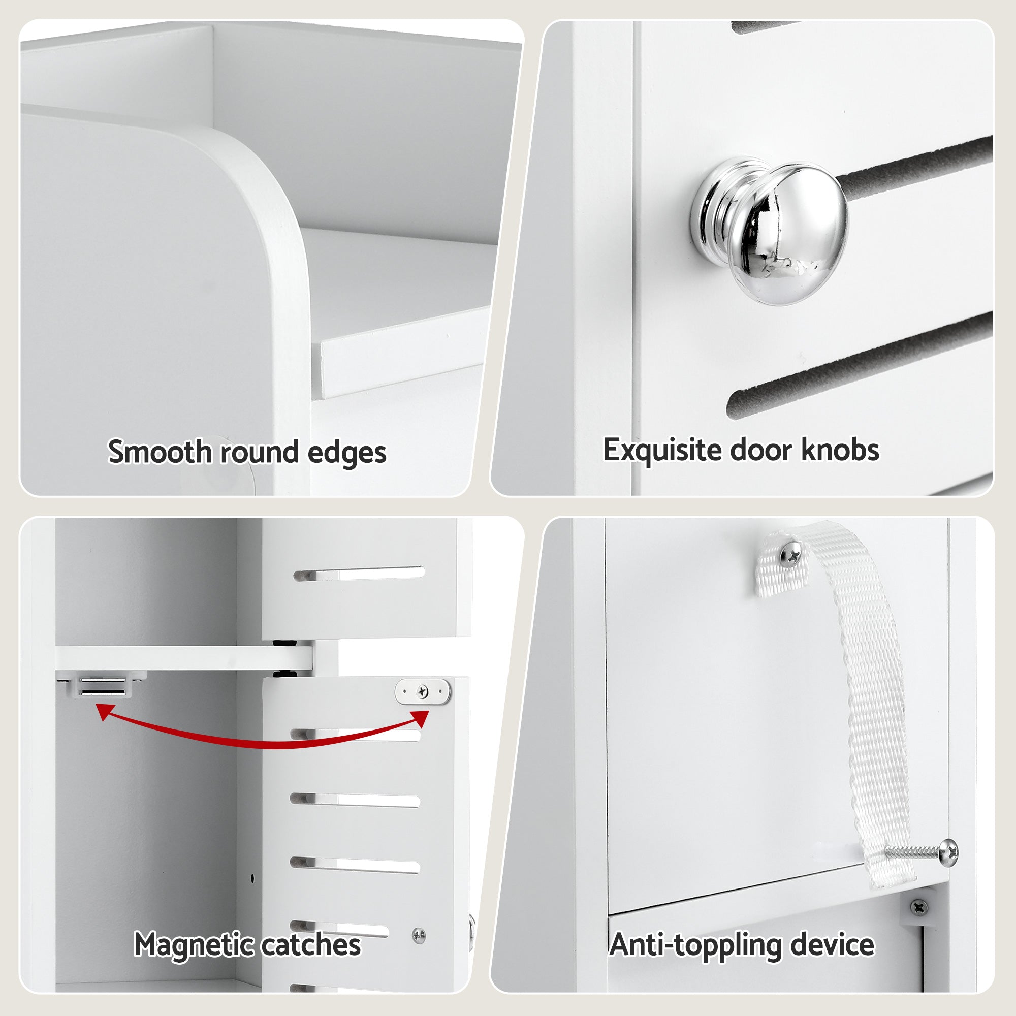 Artiss Bathroom Storage Cabinet 3-Tier Slim Toilet Paper Holder Organizer White Bedworld