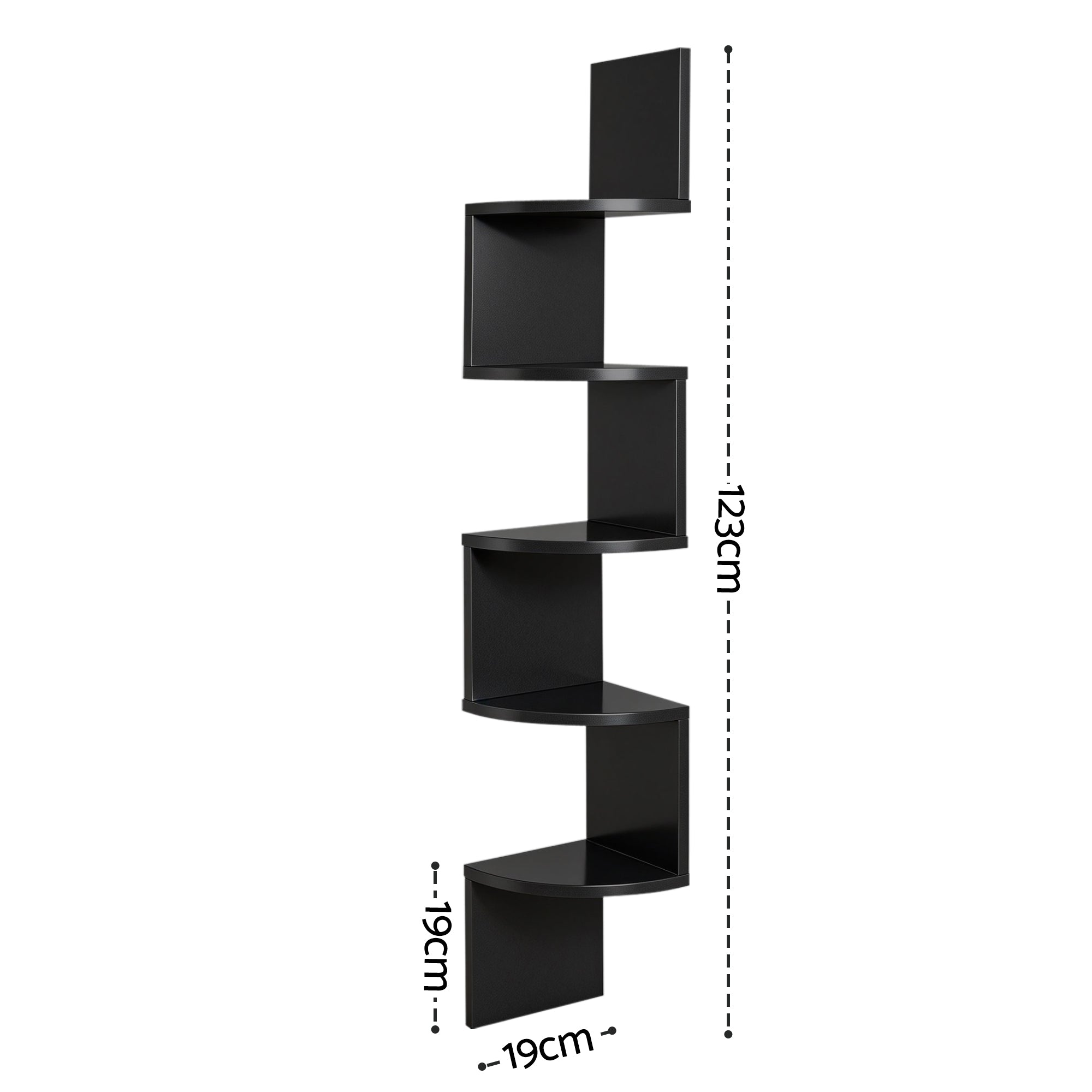 Artiss Wall Shelf Bookshelf Corner Floating 5-Tier Black Bedworld