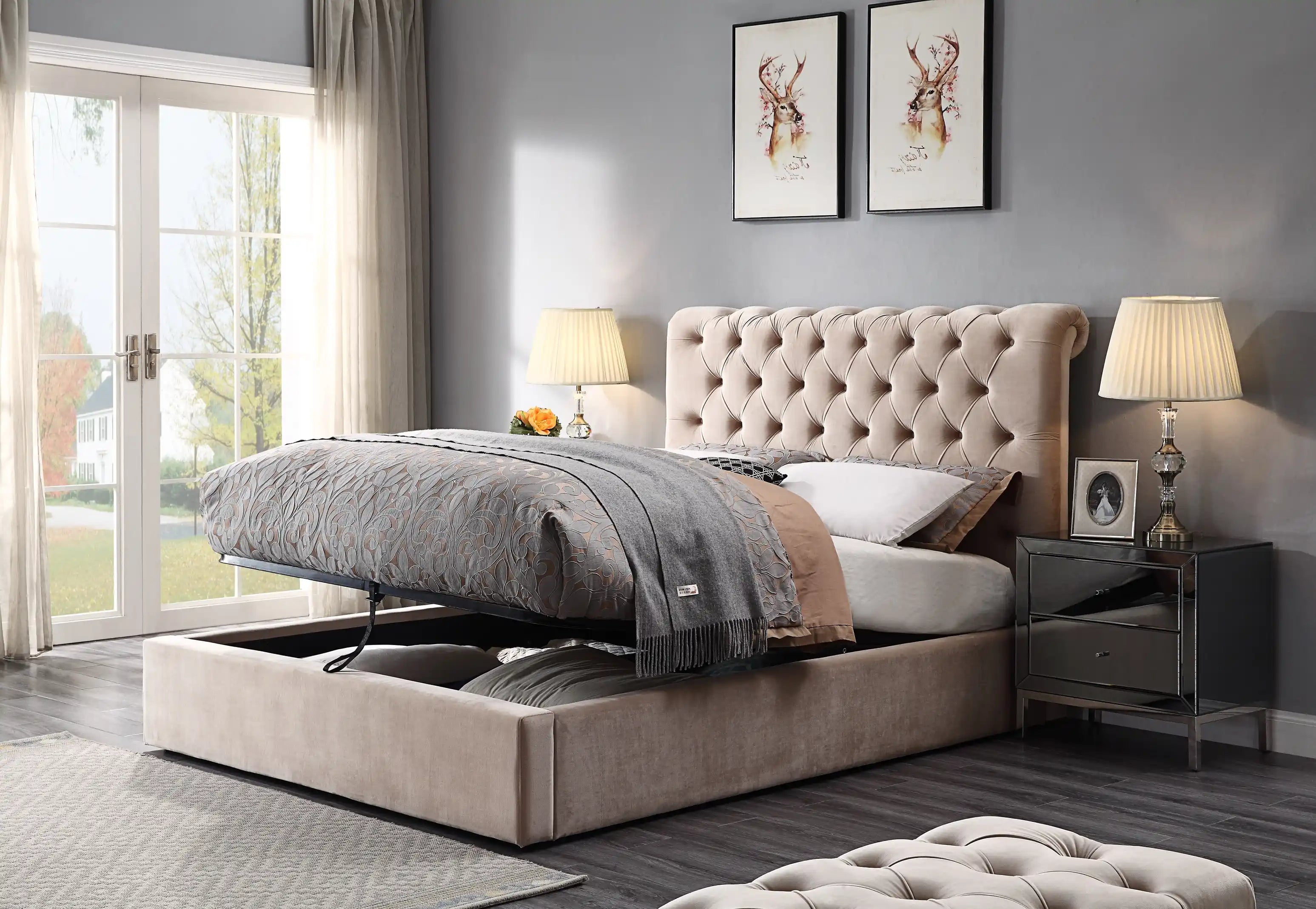 Frederic Gas Lift Upholstered Storage Bedframe