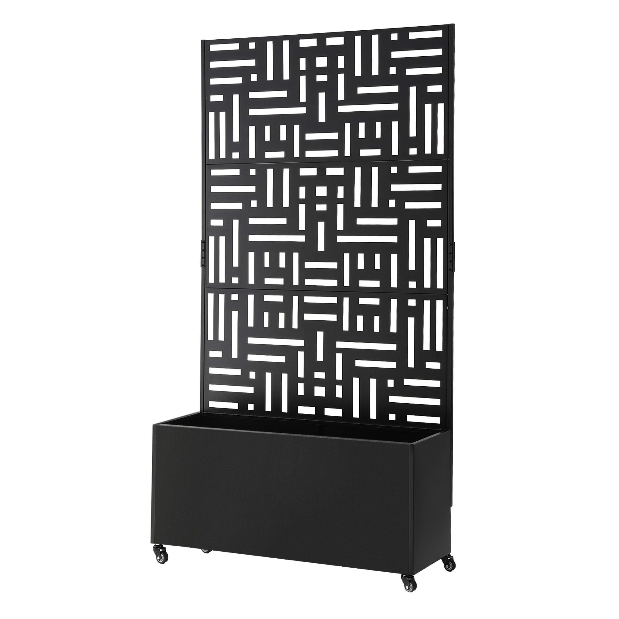 Green Fingers Mobile Planter Box Garden Bed with Trellis Privacy Screen & Lockable Wheels for Climbing Plants Bedworld