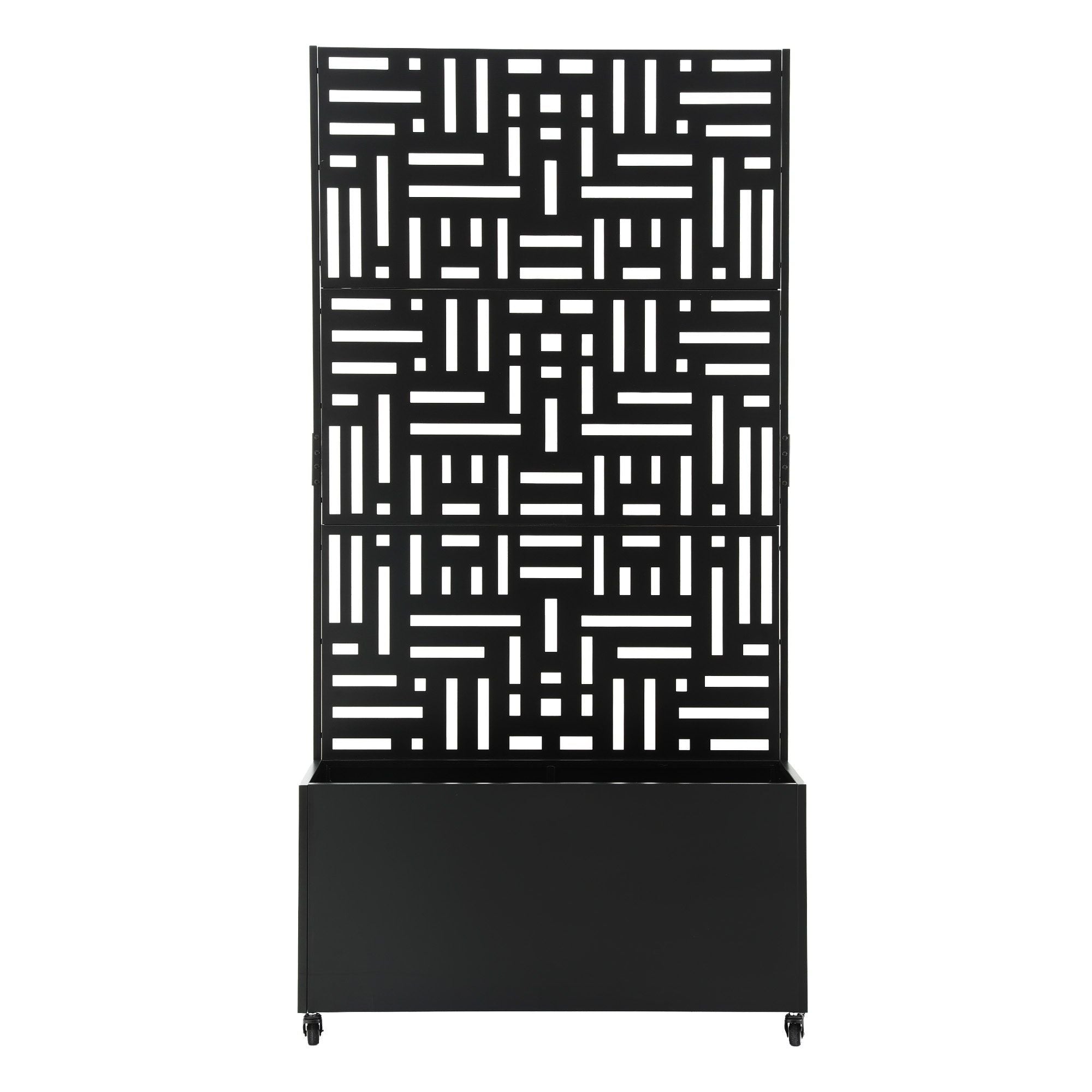 Green Fingers Mobile Planter Box Garden Bed with Trellis Privacy Screen & Lockable Wheels for Climbing Plants Bedworld