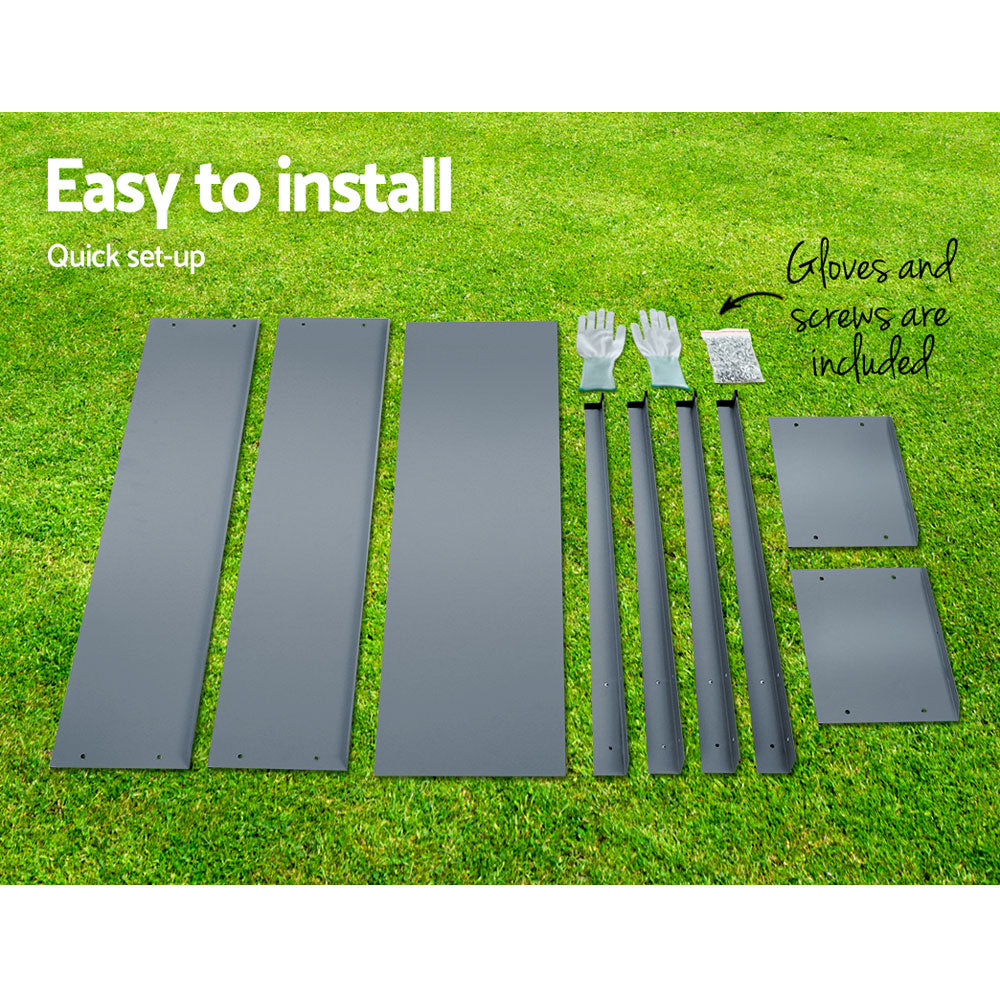 Elevated planter box panels with legs and included hardware for assembly