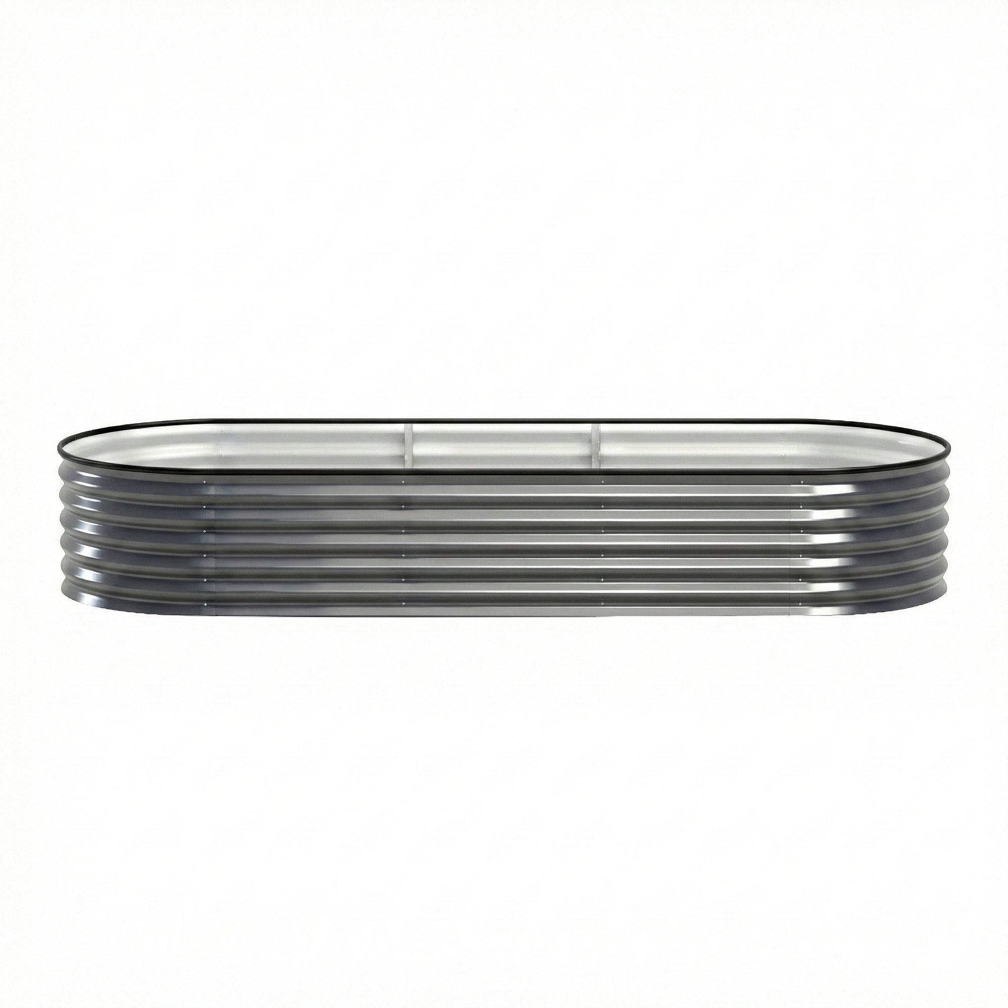 Green Fingers 4 Pcs Raised Garden Bed Kit Oval Galvanized Steel Planter Boxes 240x80x42cm, Heavy Duty Metal Elevated Garden Bed for Vegetables Flowers Herbs, with Safety Edging, Gloves & Pegs Included