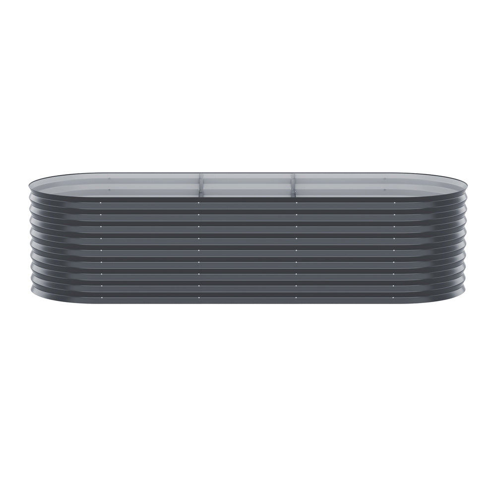 Oval ribbed planter box with dark finish and open top rim