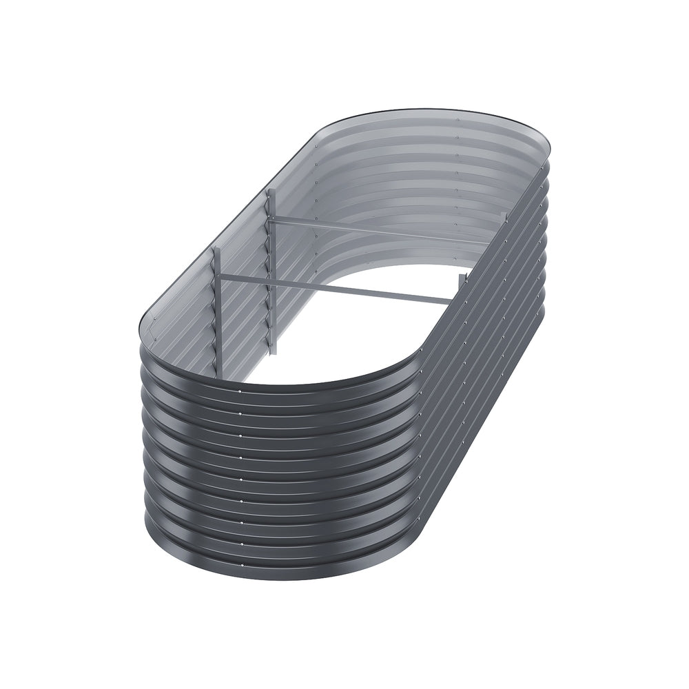 Oval ribbed planter box with open side section and clear inner support bars
