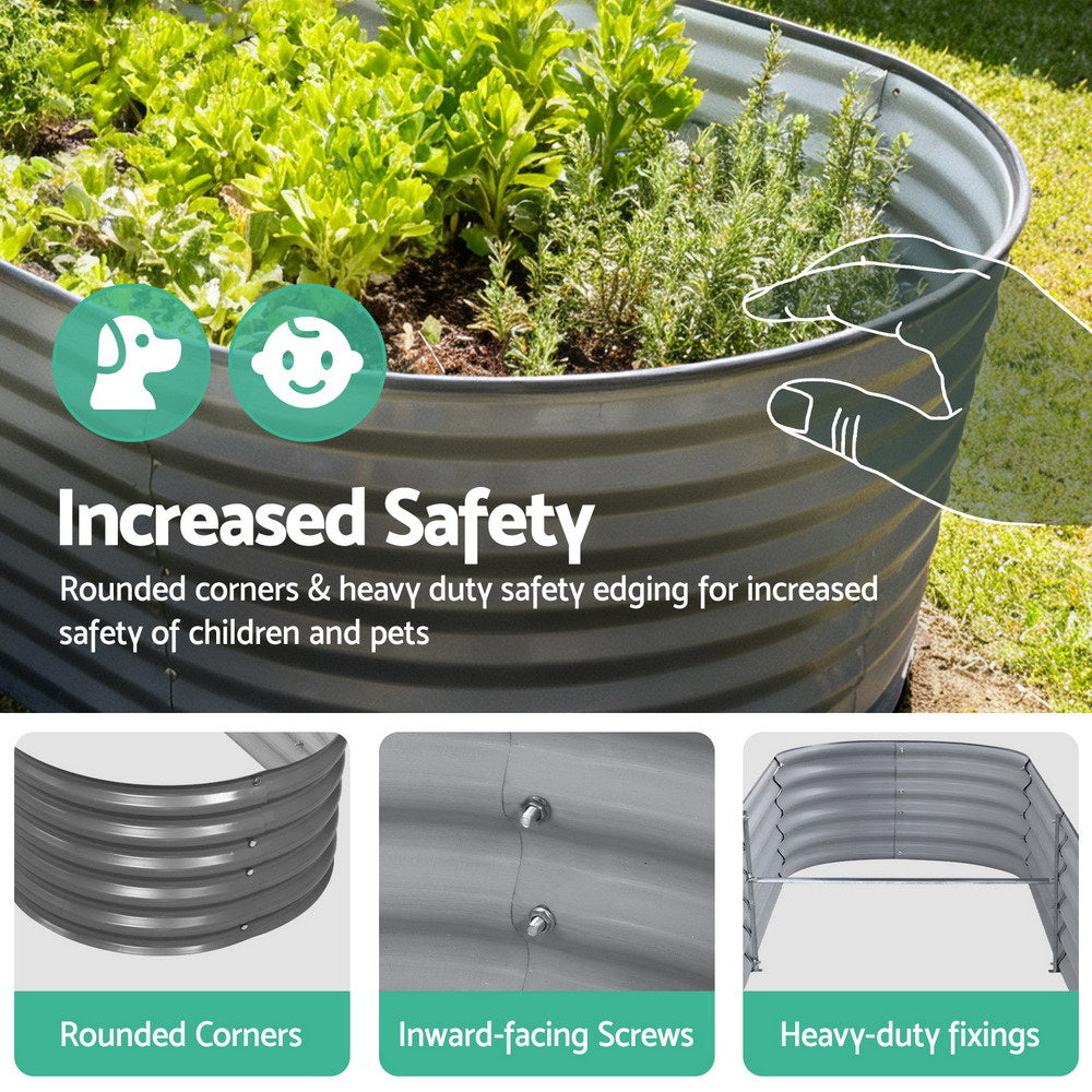 Oval ribbed planter box with rounded corners and heavy-duty side edging