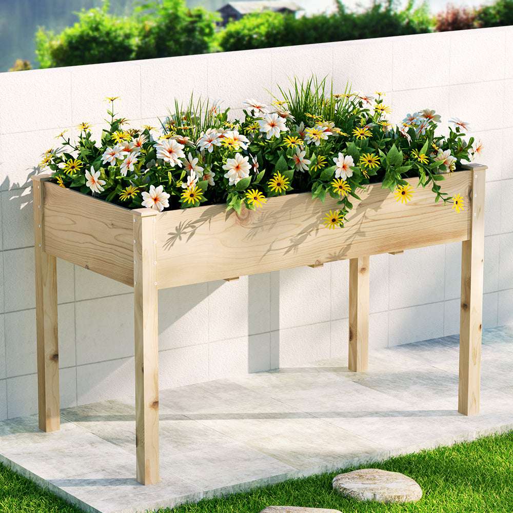 Green Fingers Garden Bed Elevated 120x60x80cm Wooden Planter Box Raised Container