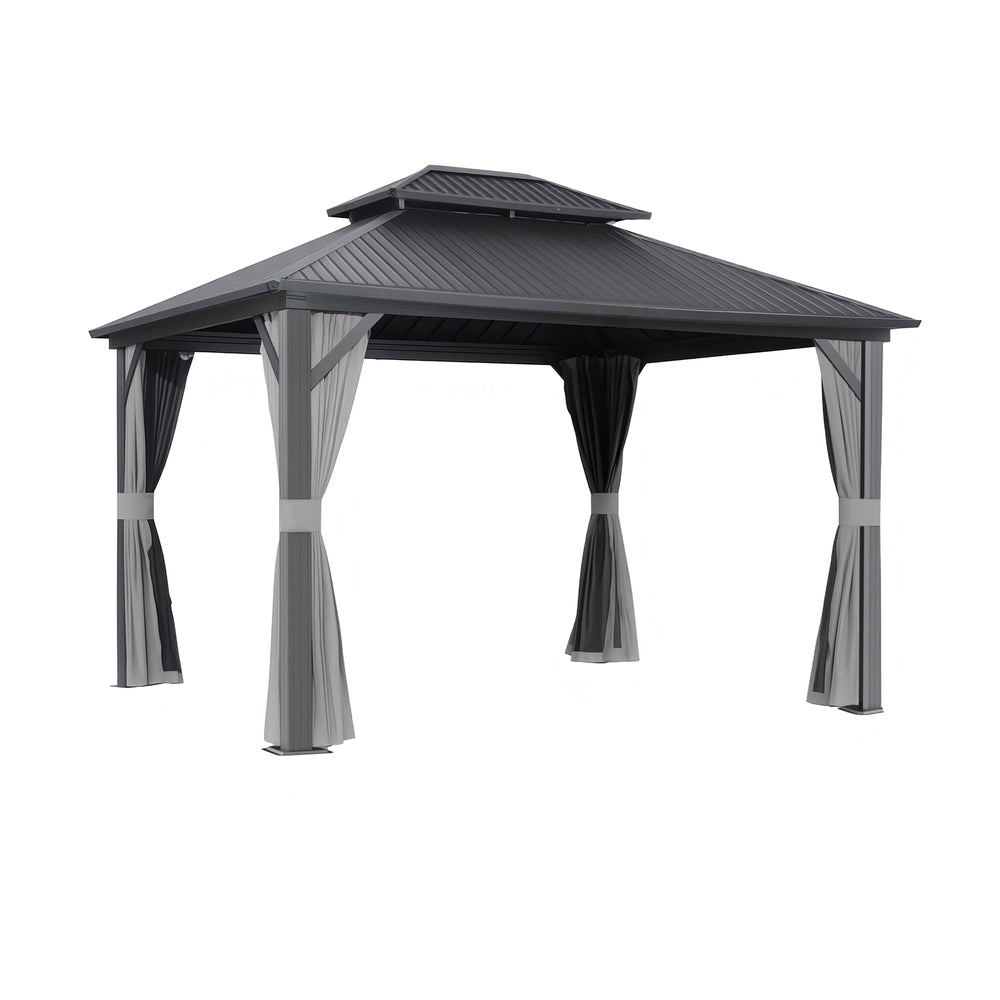 Instahut Gazebo 3x3.65m Canopy Outdoor Steel Frame Patio Tent Curtains Marquee Grey Bedworld