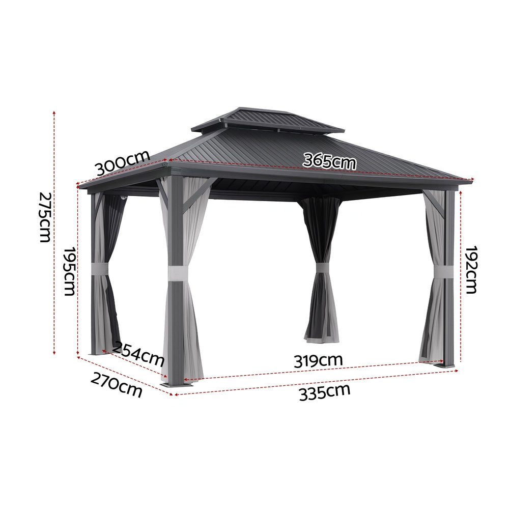 Instahut Gazebo 3x3.65m Canopy Outdoor Steel Frame Patio Tent Curtains Marquee Grey Bedworld