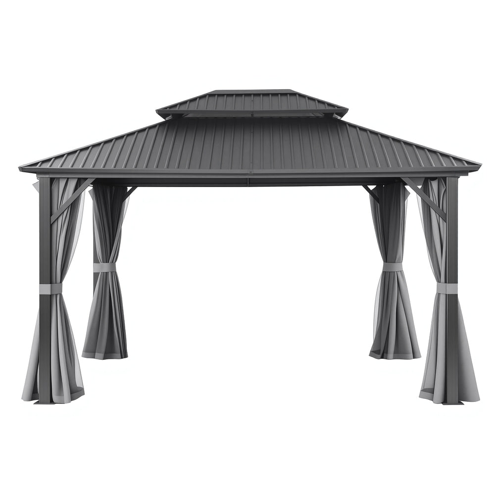 Instahut Gazebo 3x3.65m Canopy Outdoor Steel Frame Patio Tent Curtains Marquee Grey Bedworld