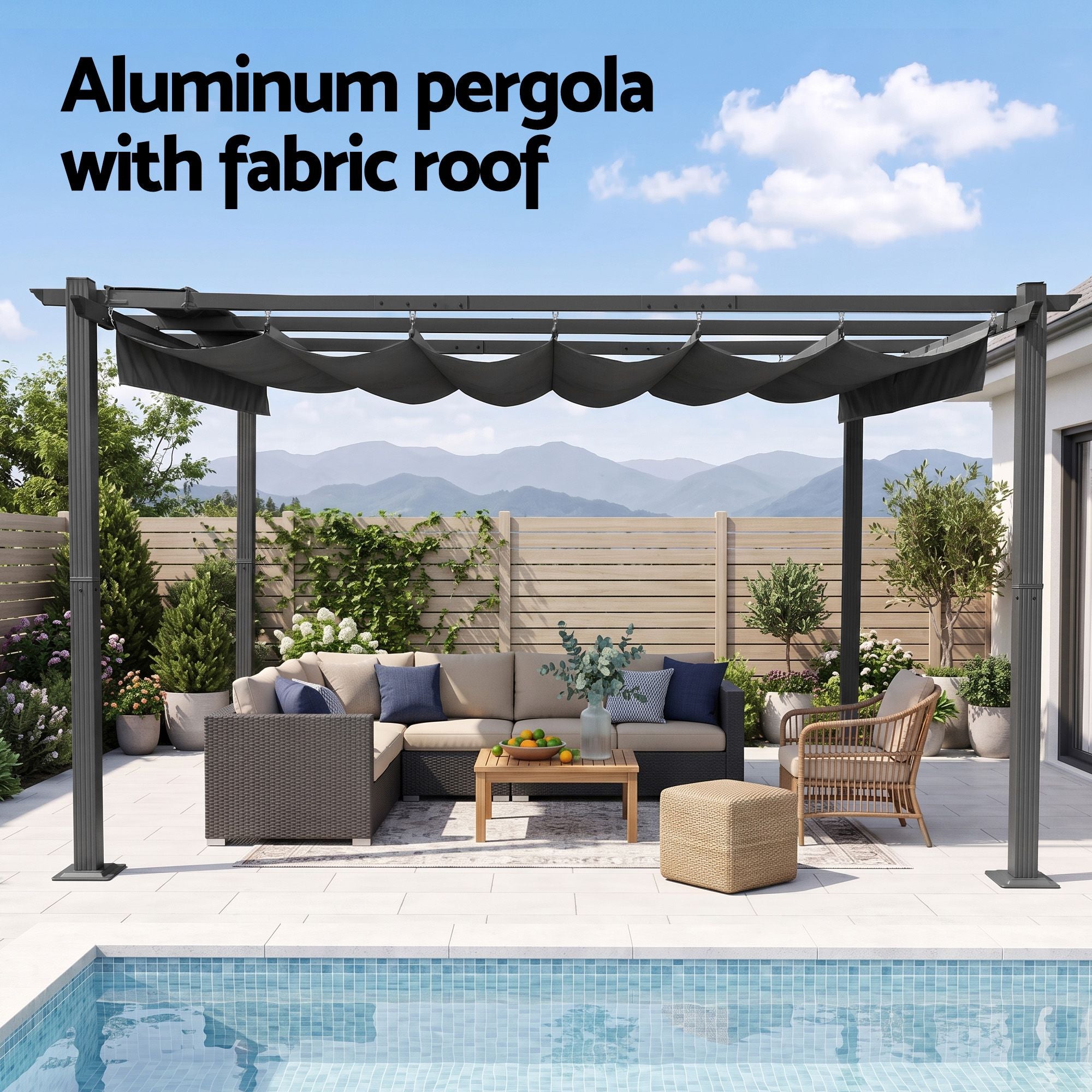 Instahut Gazebo Outdoor Garden Pergola Aluminium Frame Adjustable Canopy 3x4m Grey Bedworld