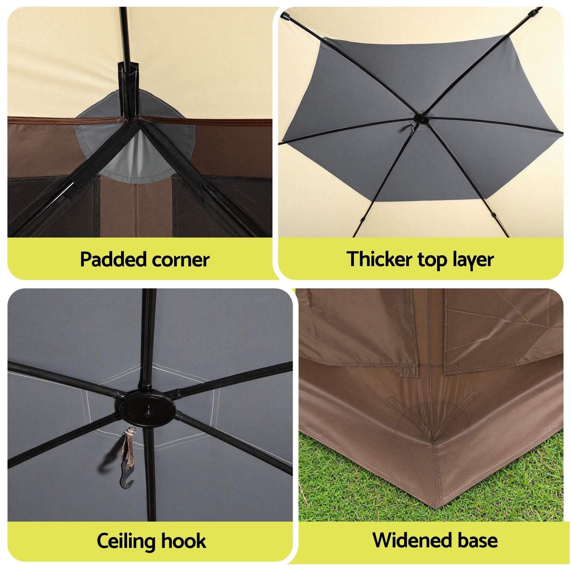 Instahut Gazebo Pop Up Tent 3.6x3.6m Outdoor Marquee Camping Screen w/Curtain Net Bedworld