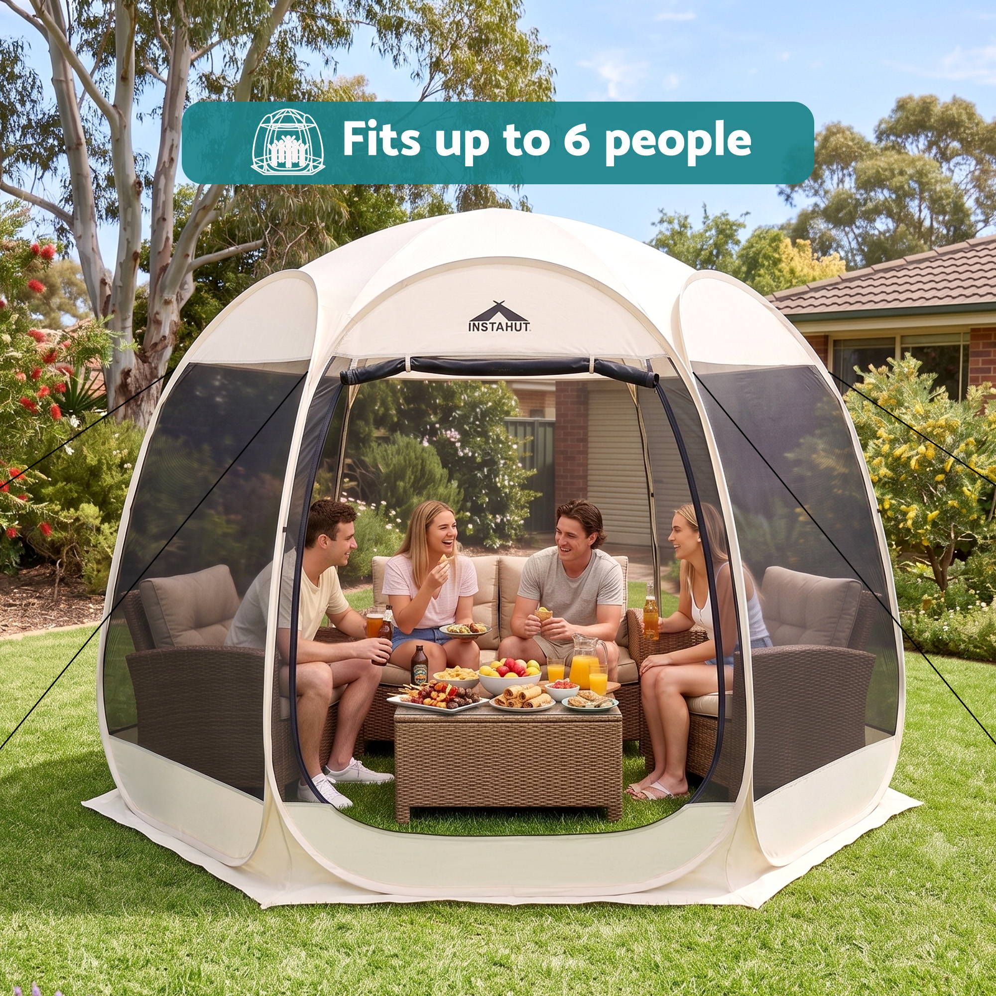 Instahut Gazebo Pop Up Tent 2.7x1.35m Outdoor Marquee Camping Screen 6 Sided Bedworld
