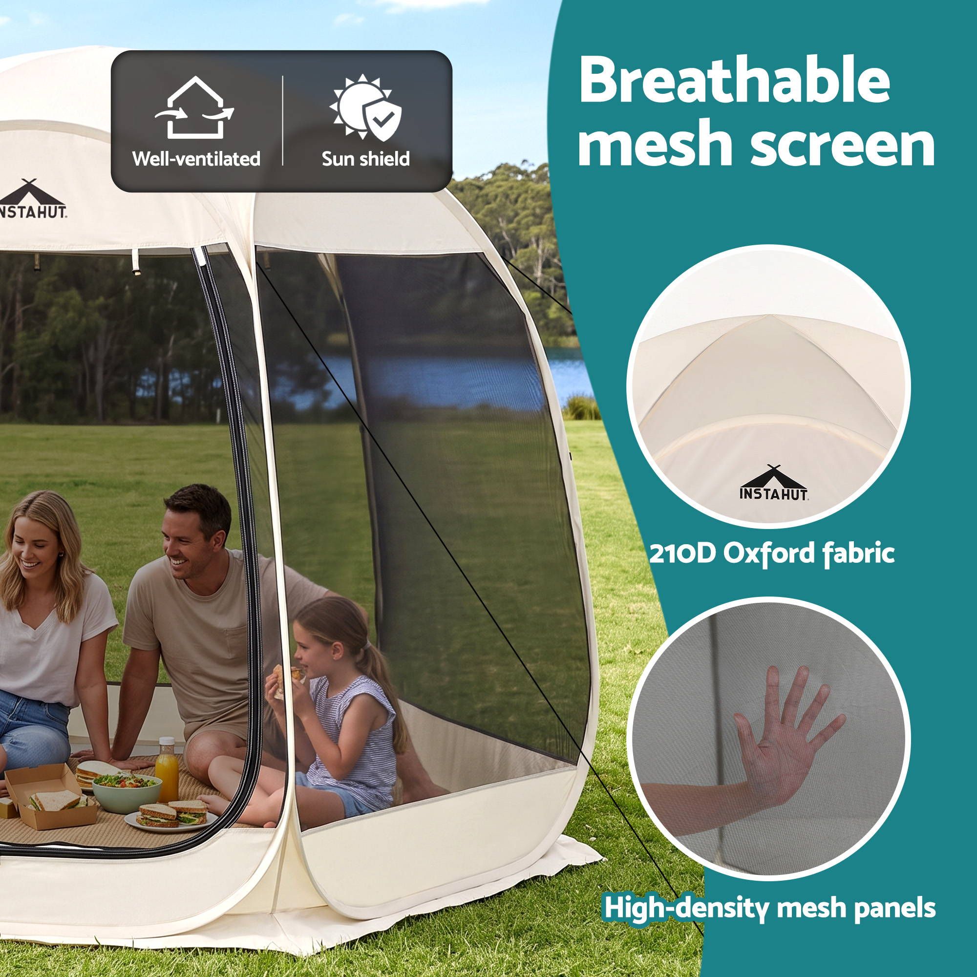 Instahut Gazebo Pop Up Tent 2.7x1.35m Outdoor Marquee Camping Screen 6 Sided Bedworld