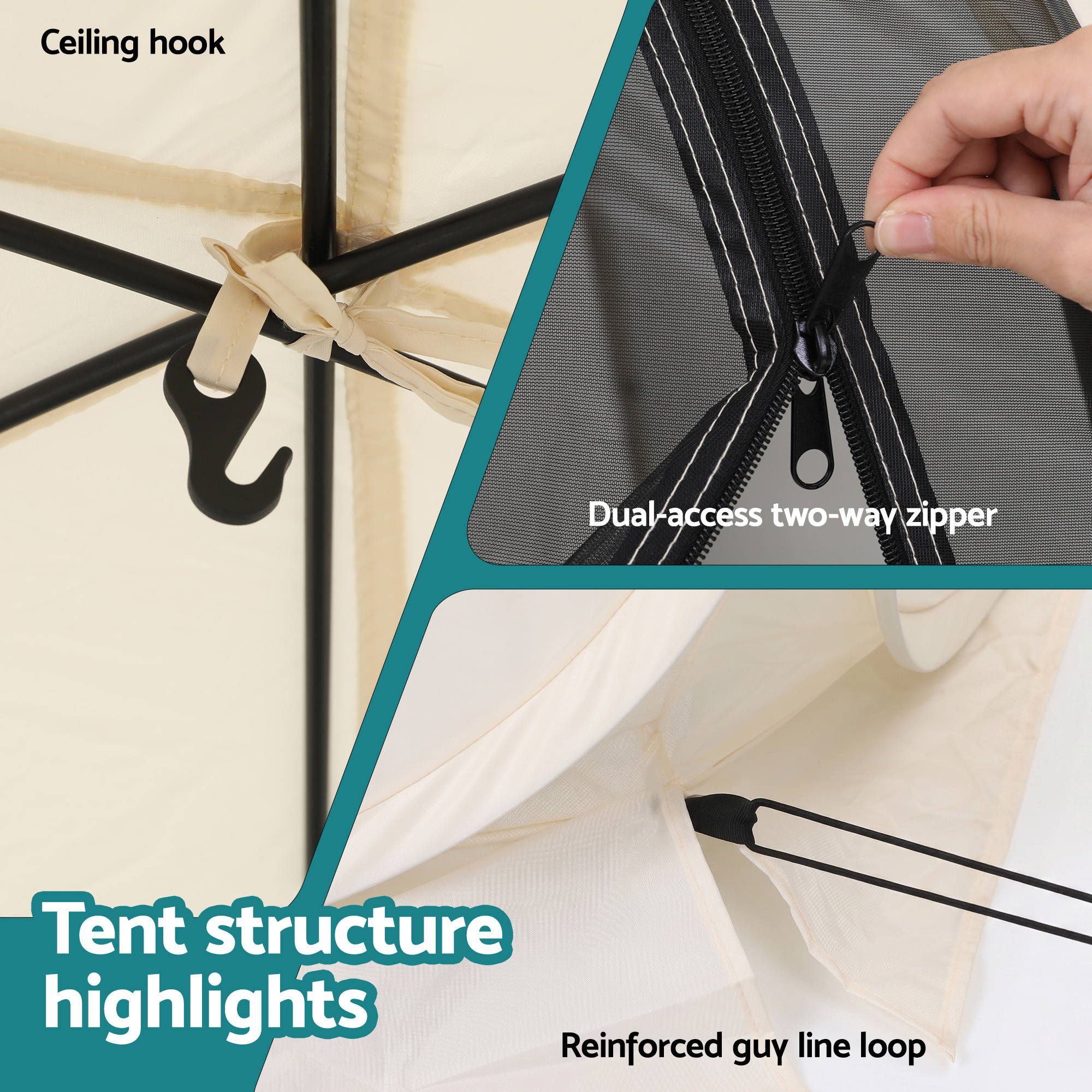 Instahut Gazebo Pop Up Tent 2.7x1.35m Outdoor Marquee Camping Screen 6 Sided Bedworld