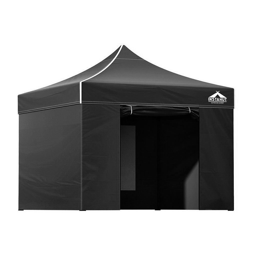 Instahut Gazebo 3x3 Pop Up Marquee Folding Tent Wedding Gazebos Camping Outdoor Shade Canopy Black Bedworld