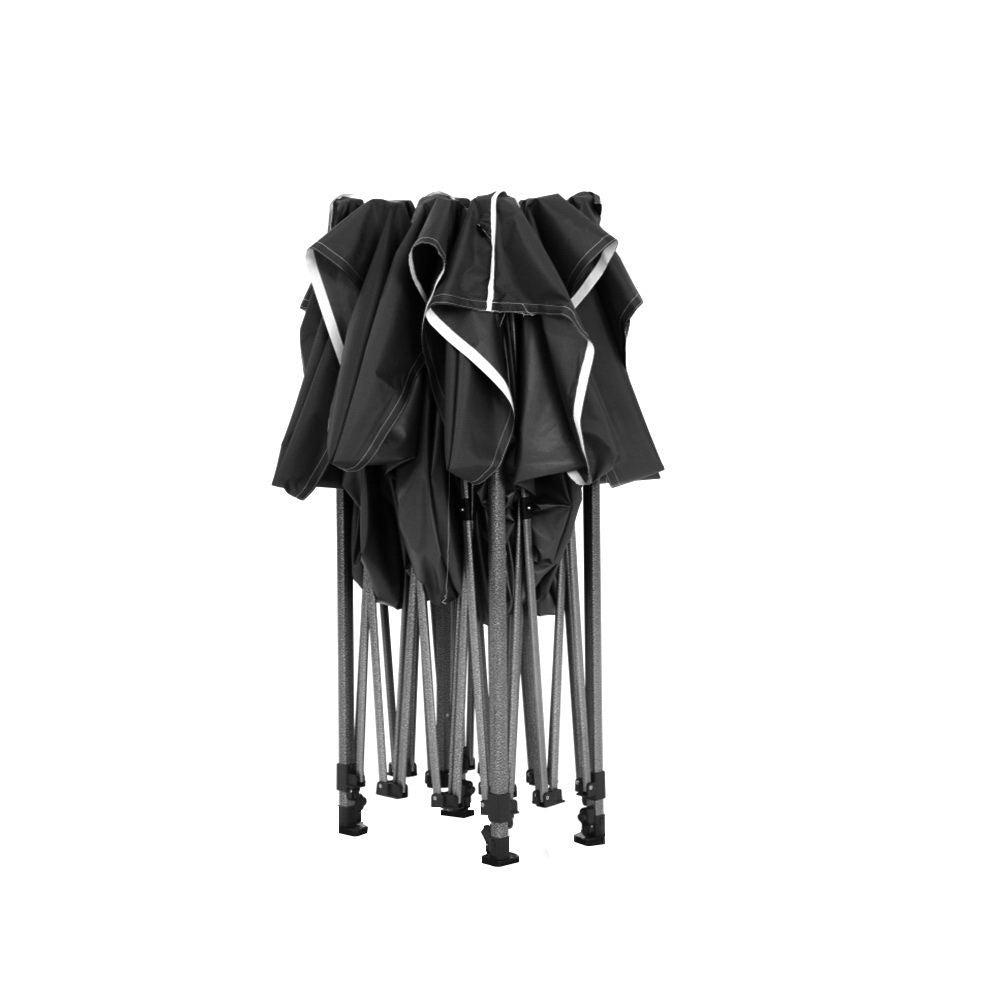 Instahut Gazebo 3x3 Pop Up Marquee Folding Tent Wedding Gazebos Camping Outdoor Shade Canopy Black Bedworld