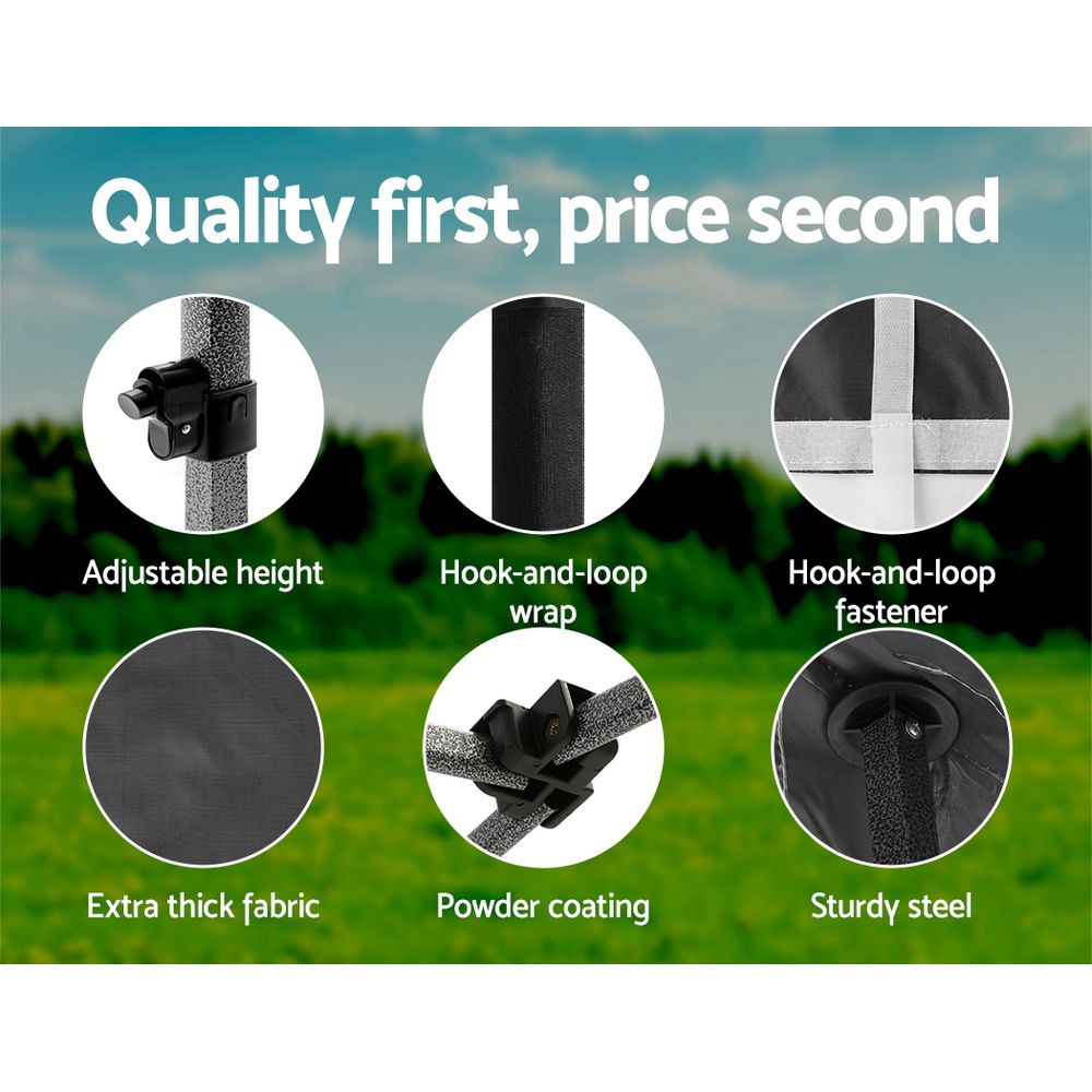 Instahut Gazebo 3x3 Pop Up Marquee Folding Tent Wedding Gazebos Camping Outdoor Shade Canopy Black Bedworld