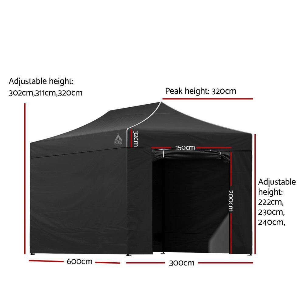 Marquee Folding Tent Wedding Gazebos Camping Outdoor Shade Canopy Black