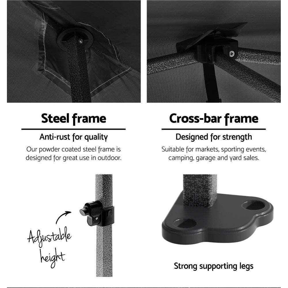 Marquee Folding Tent Wedding Gazebos Camping Outdoor Shade Canopy Black