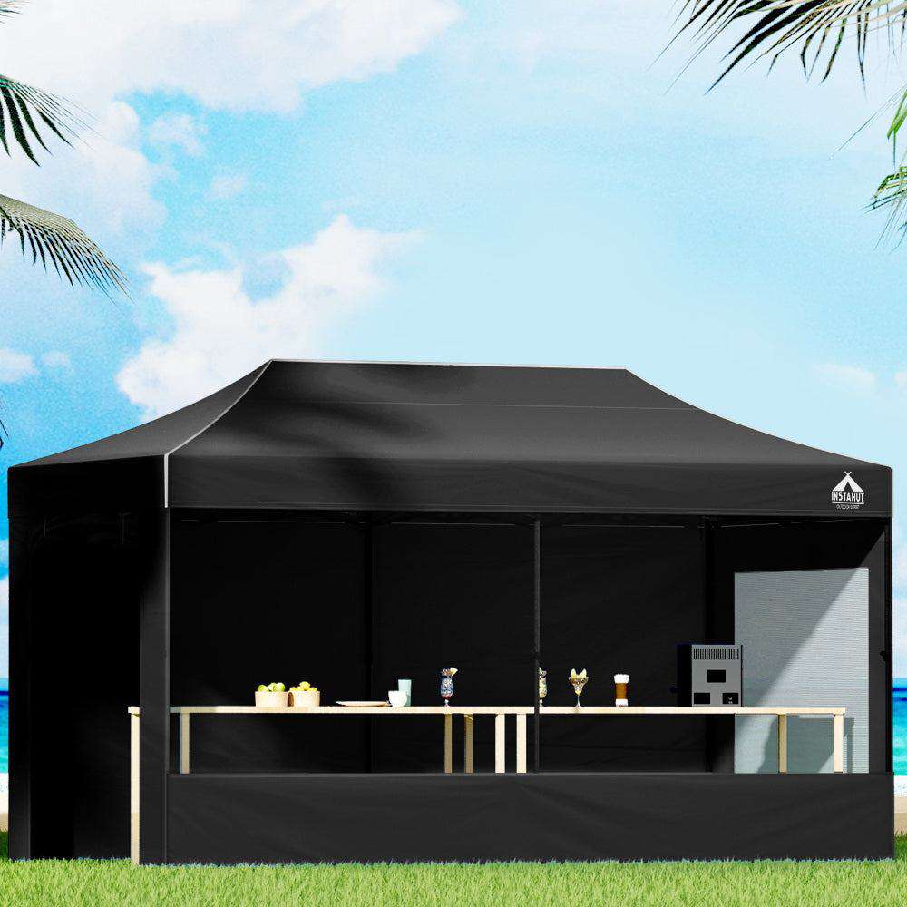Marquee Folding Tent Wedding Gazebos Camping Outdoor Shade Canopy Black