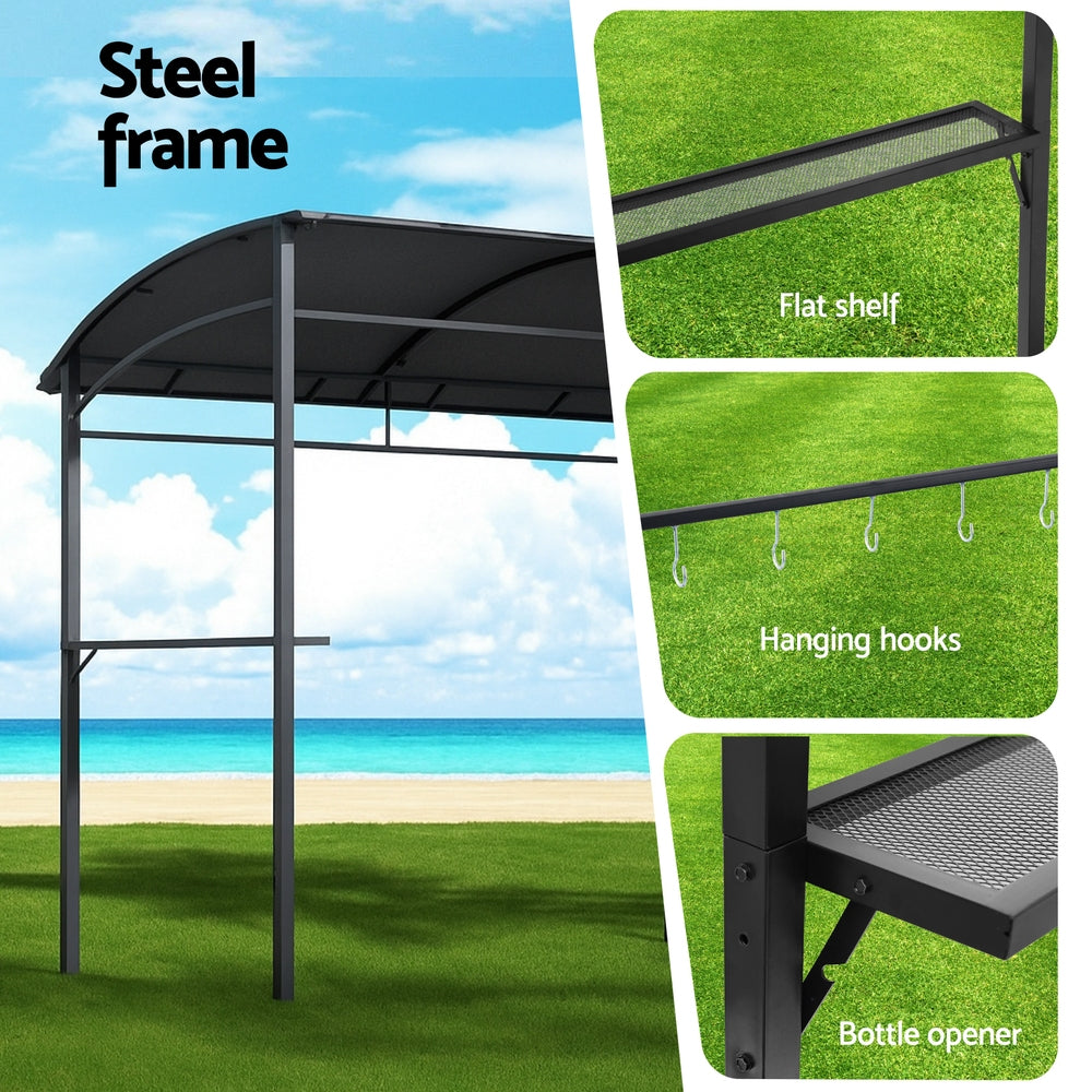 Instahut Gazebo Outdoor BBQ Grill Patio Garden Marquee Shade Shelter Shelf Hooks Grey Bedworld