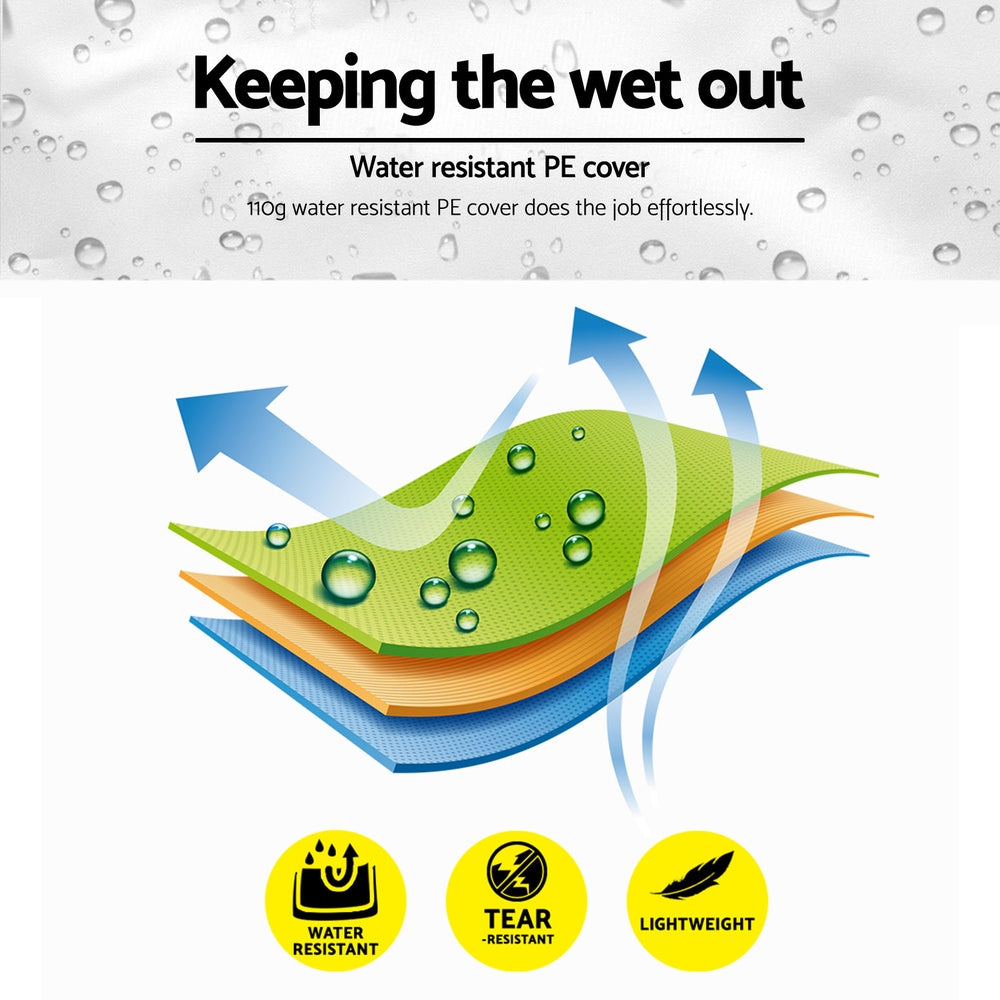 Water-resistant PE cover with water droplets graphic for gazebo canopy